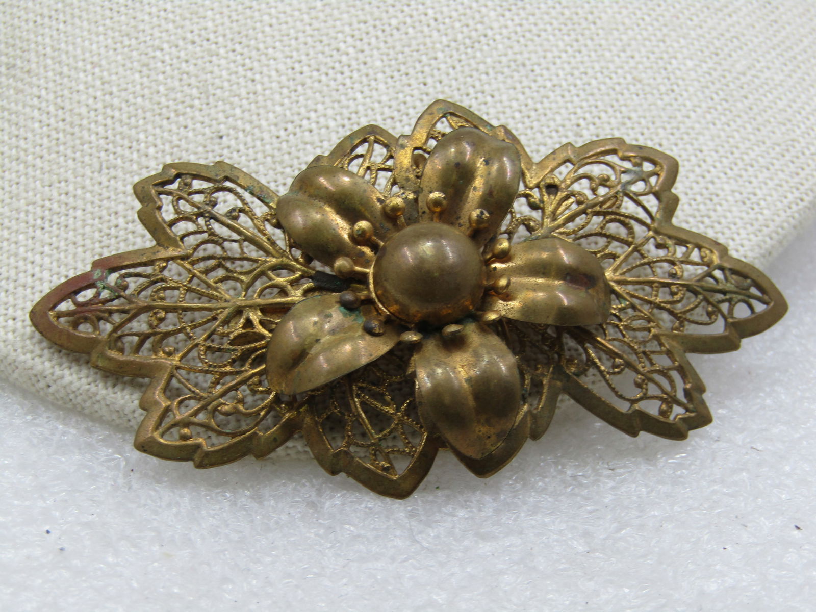Victorian Filigree Floral Brooch, 3", C-Clasp - 3
