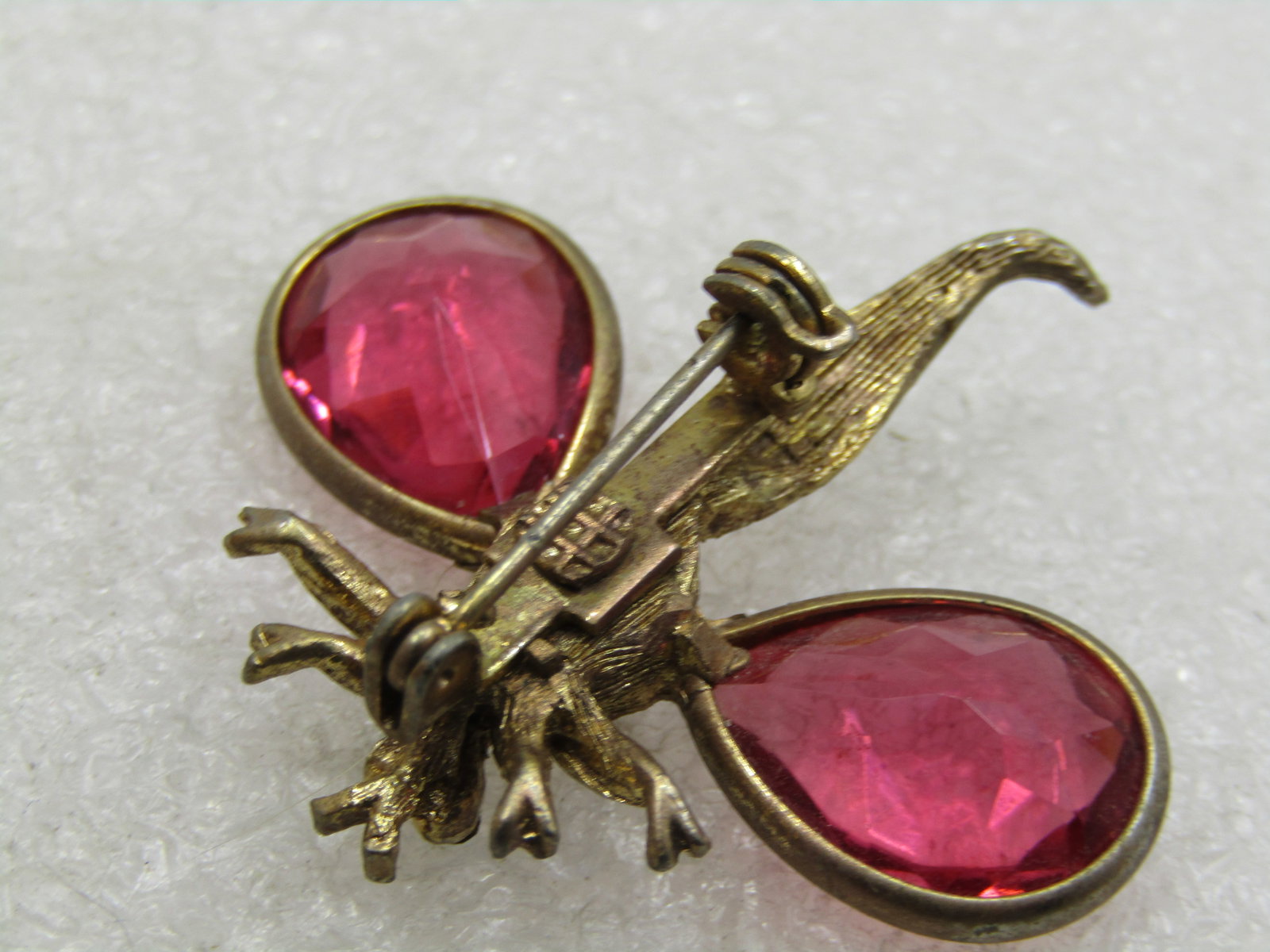 Vintage Pink Rhinestone Dragonfly Brooch, 1960's - 5