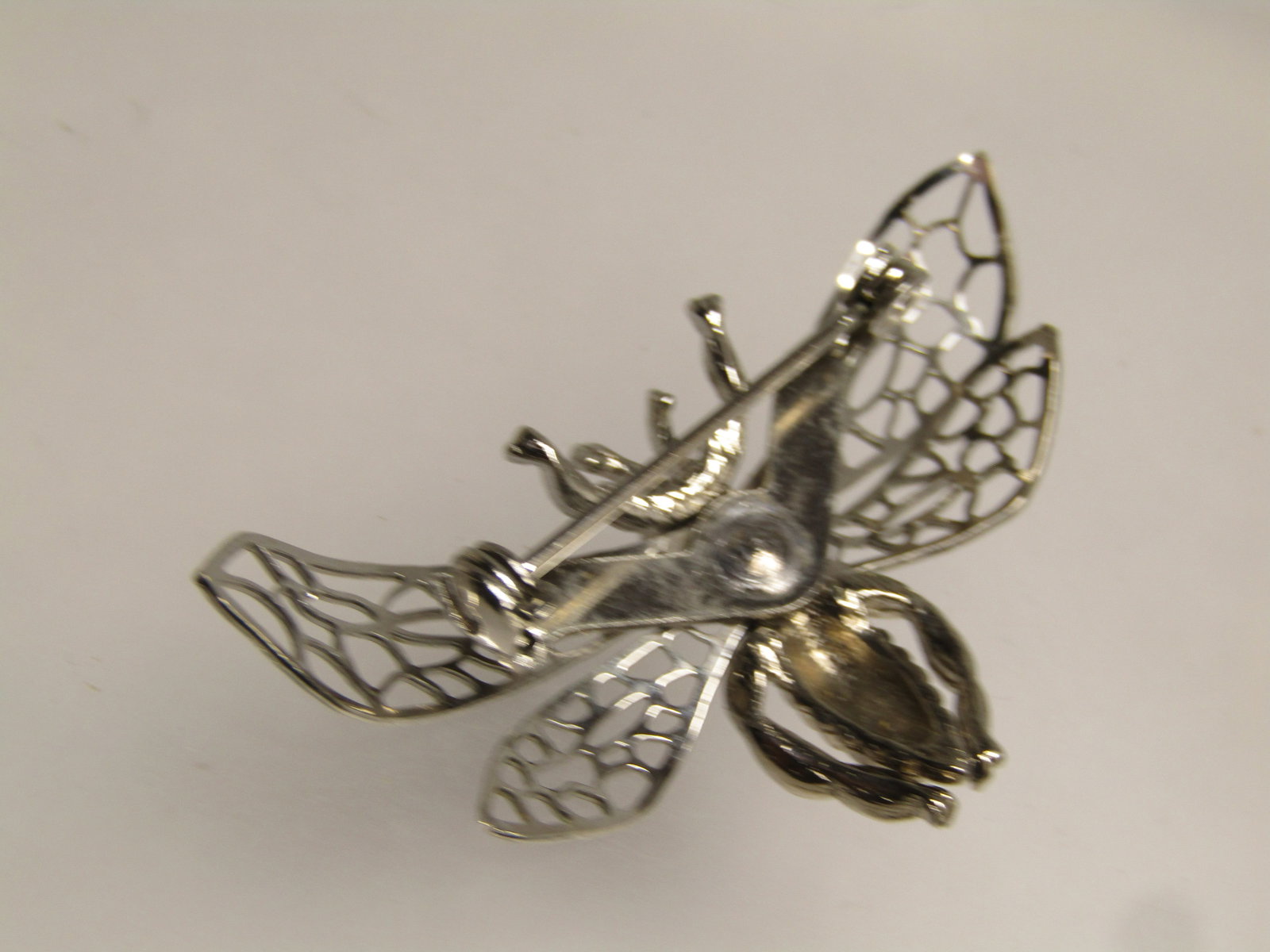 Vintage Silver Tone Bee/Wasp Brooch, 1960's-1970's, Large - 5
