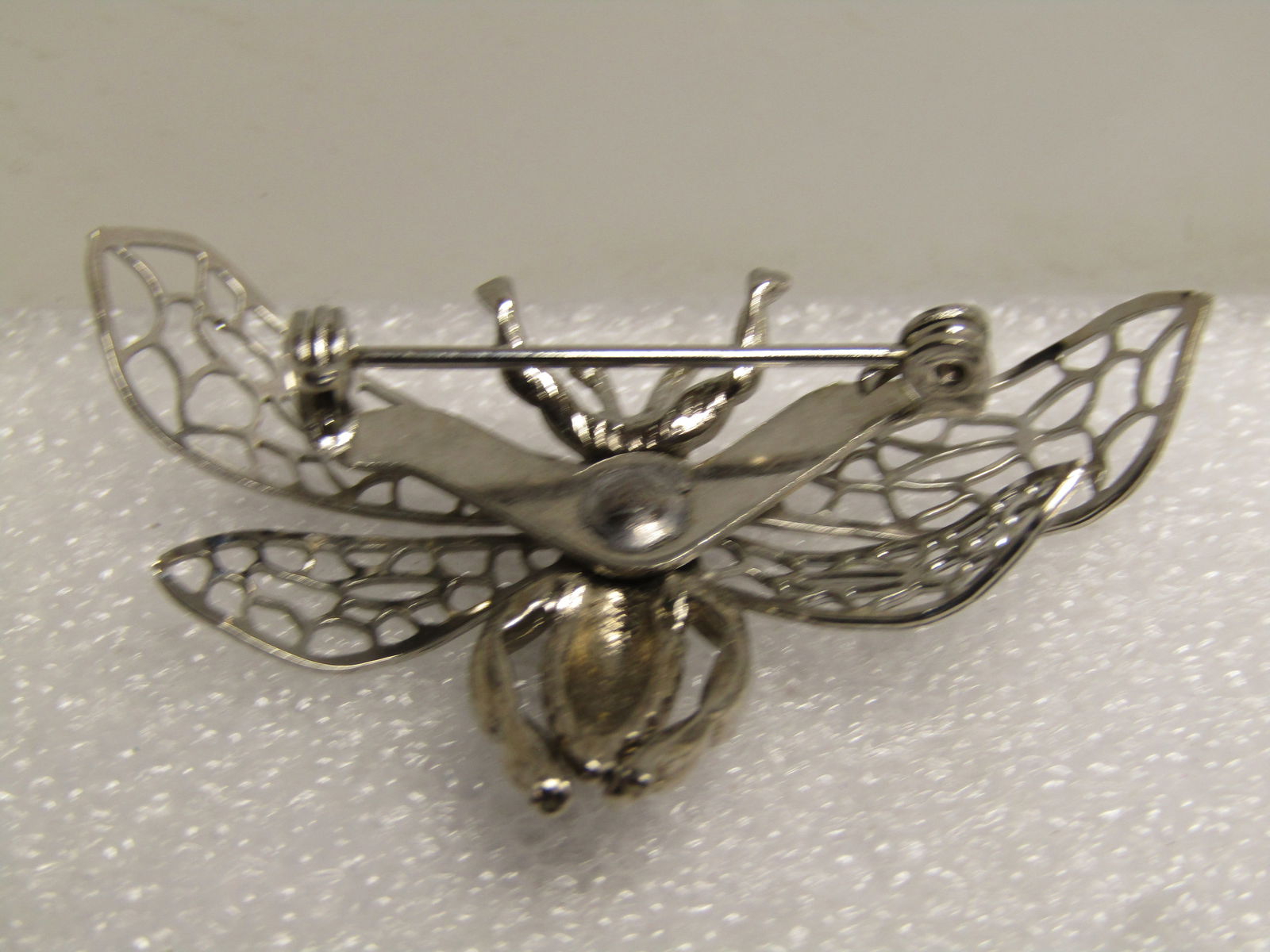 Vintage Silver Tone Bee/Wasp Brooch, 1960's-1970's, Large - 7