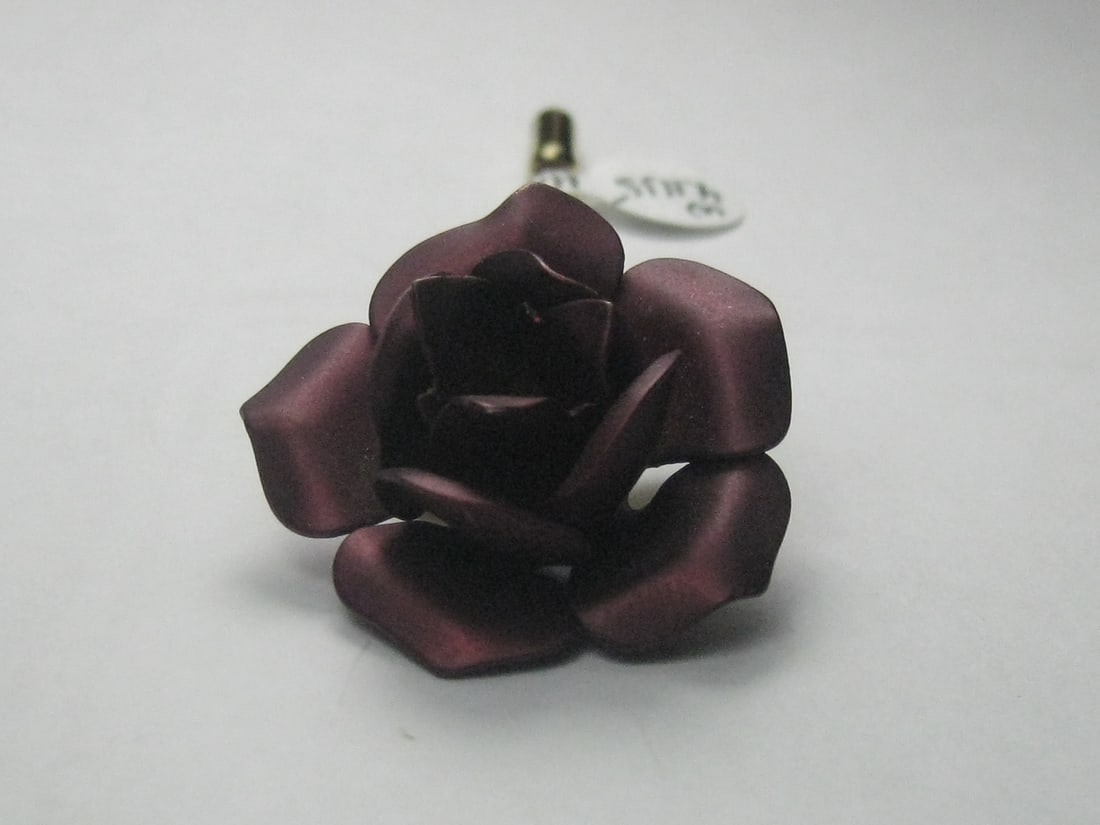 Vintage Deep Red Rose Blossom Stick Pin - gold tone - 3" - 4