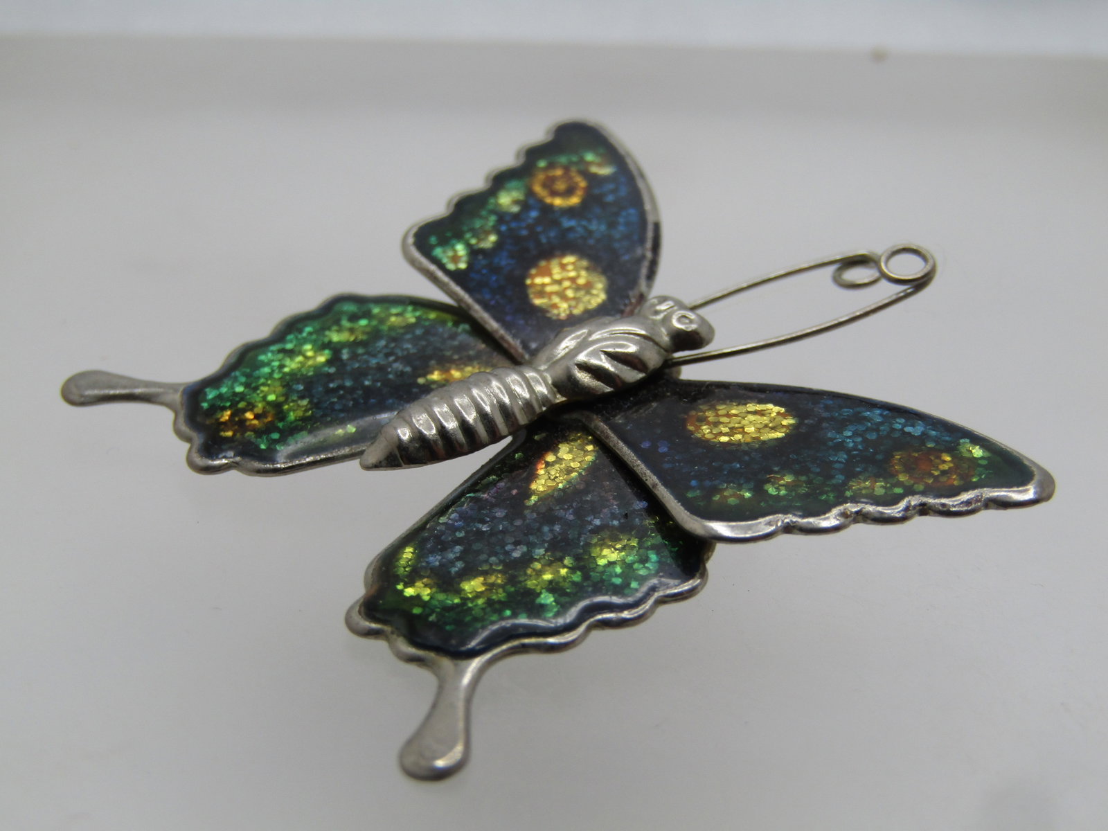 Vintage Enameled Butterfly Brooch, 1960's - 5