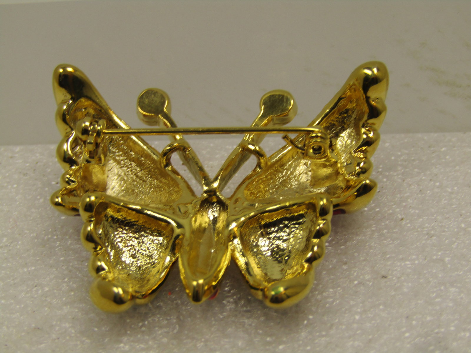 Vintage Enameled Butterfly Brooch, Blue stone, 1980's - 4