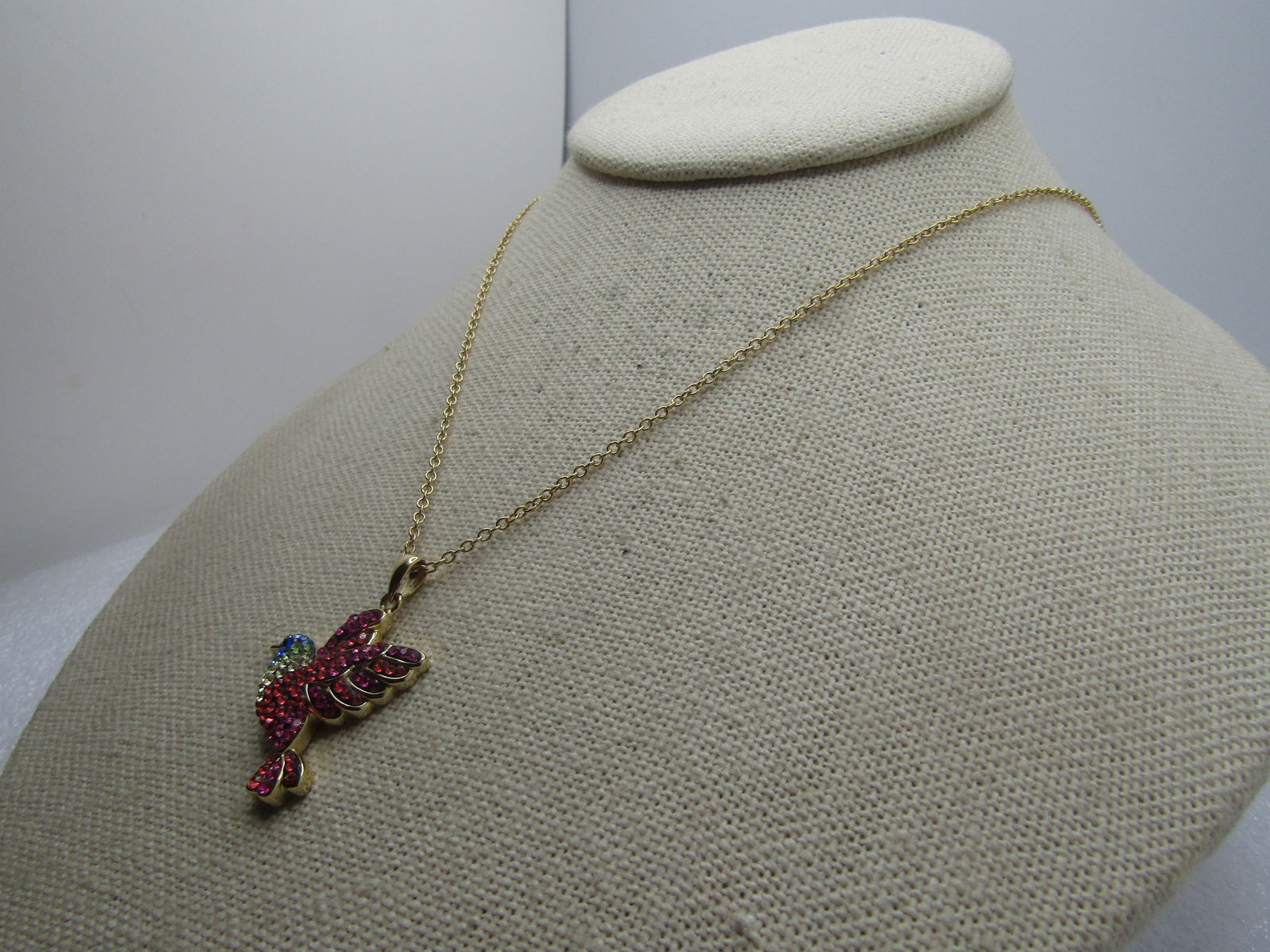 Vintage Rhinestone Hummingbird Necklace, 19", 1990's-2000's - 2