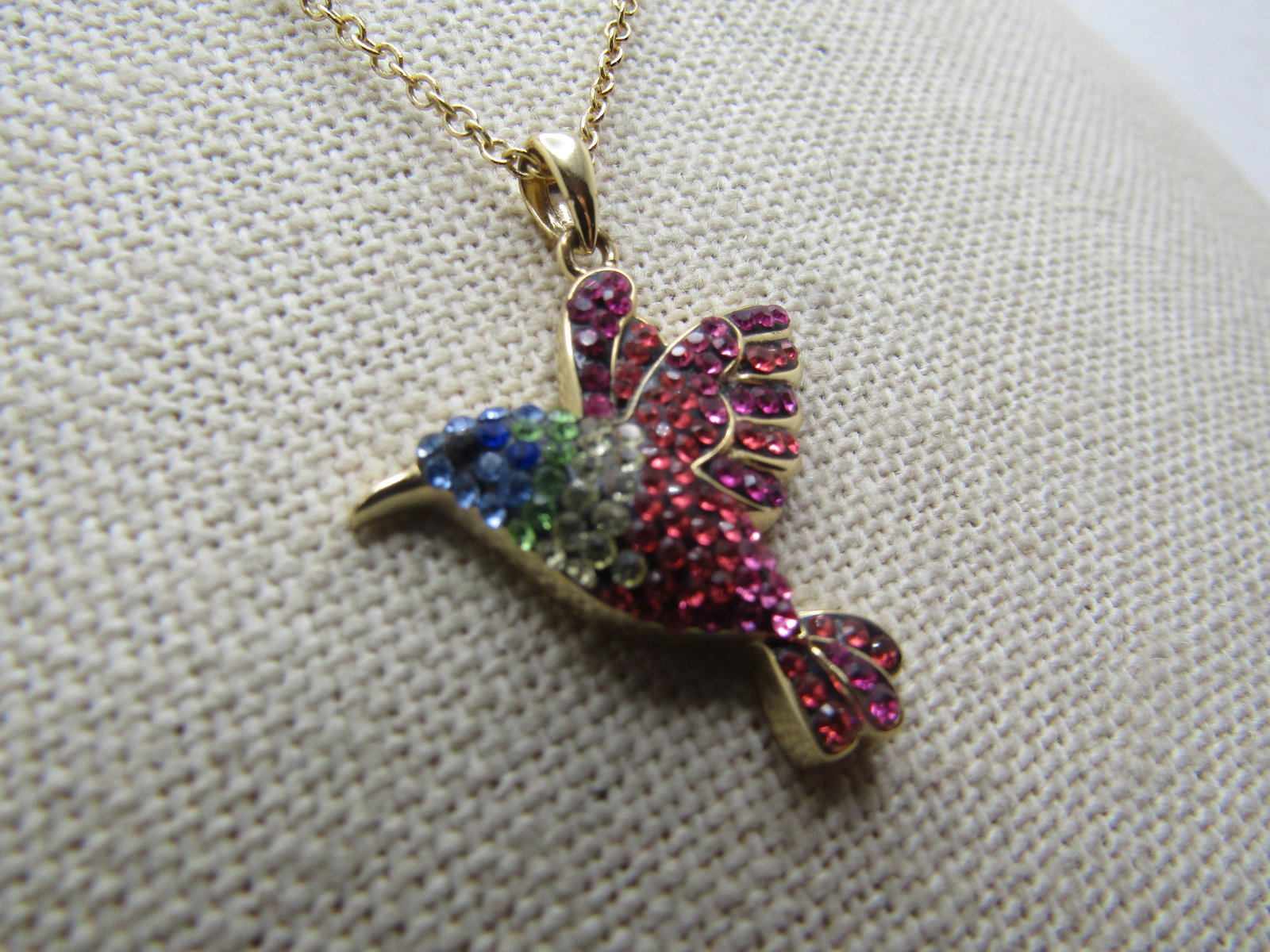 Vintage Rhinestone Hummingbird Necklace, 19", 1990's-2000's - 4