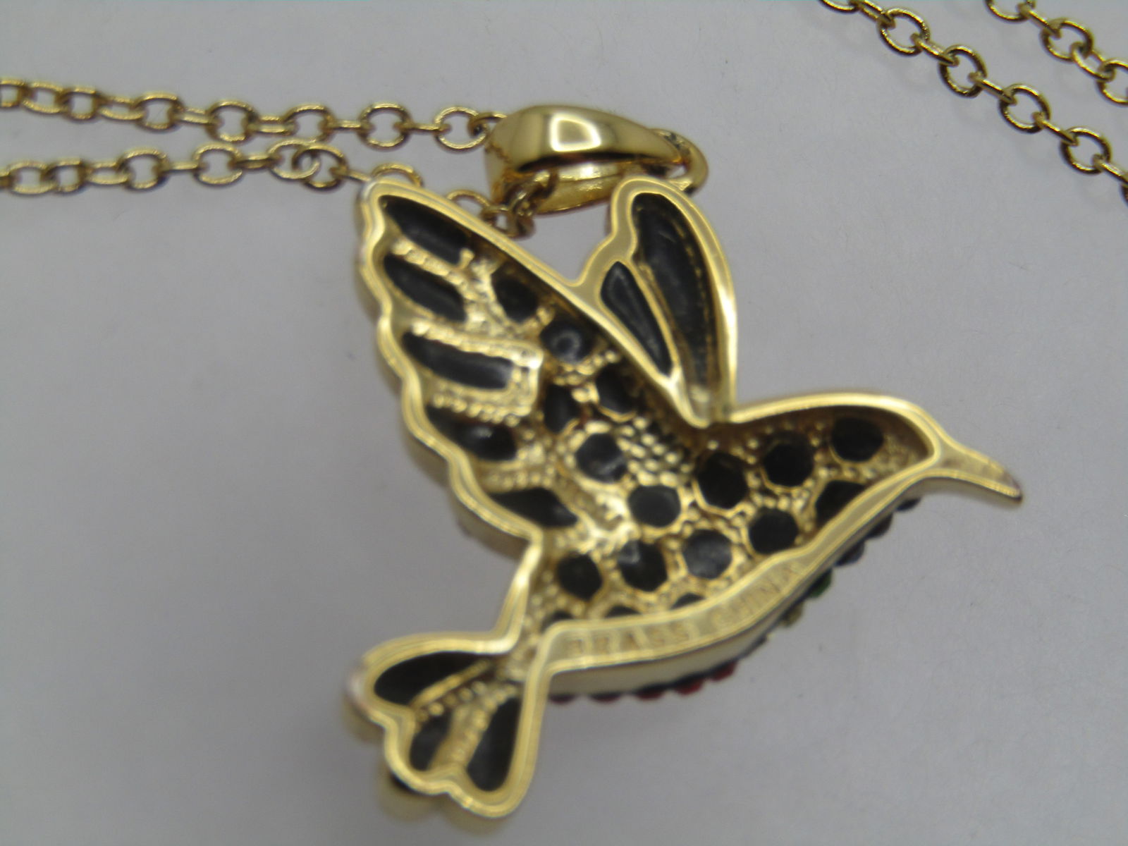 Vintage Rhinestone Hummingbird Necklace, 19", 1990's-2000's - 7