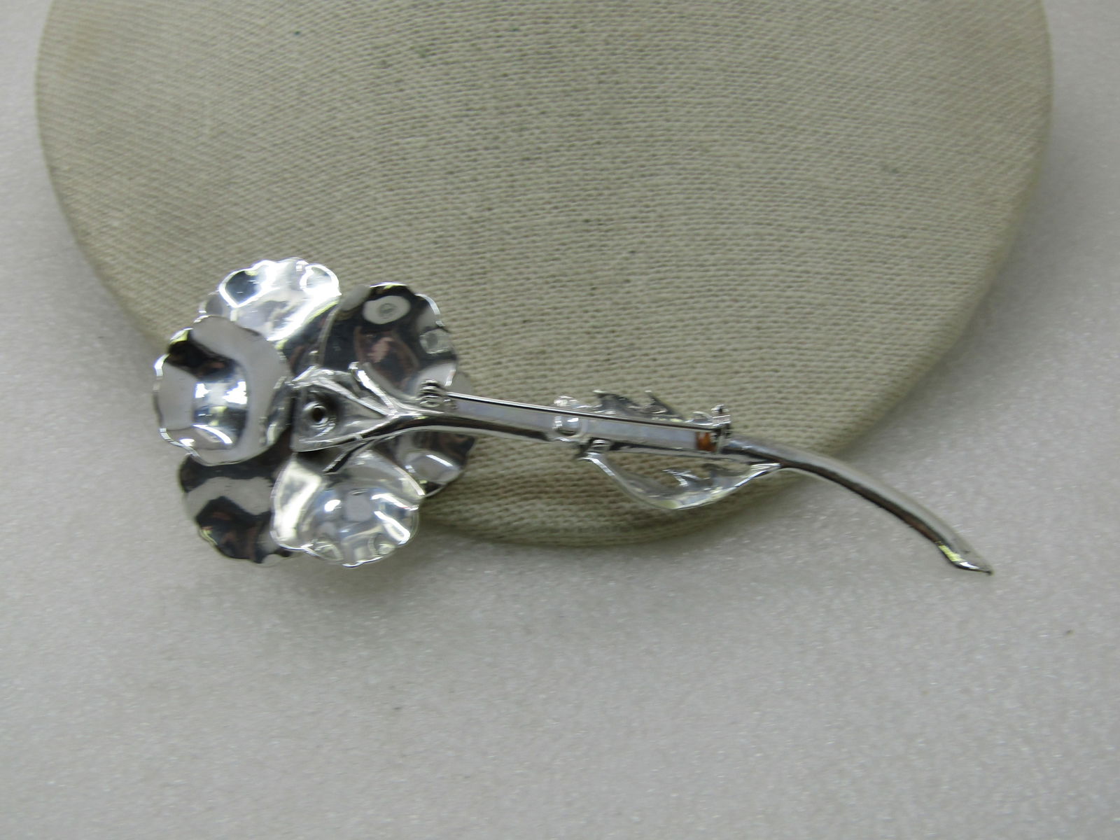 Vintage Long Floral Brooch, AB Rhinestones, 4.25" - 7