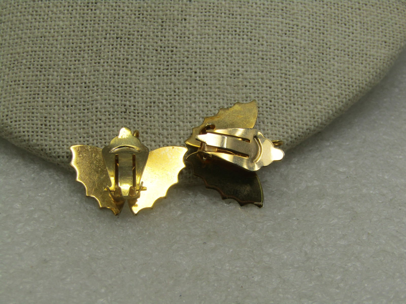 Vintage Mother-of-Pearl Butterfly Earrings, Clip, 1" - 4