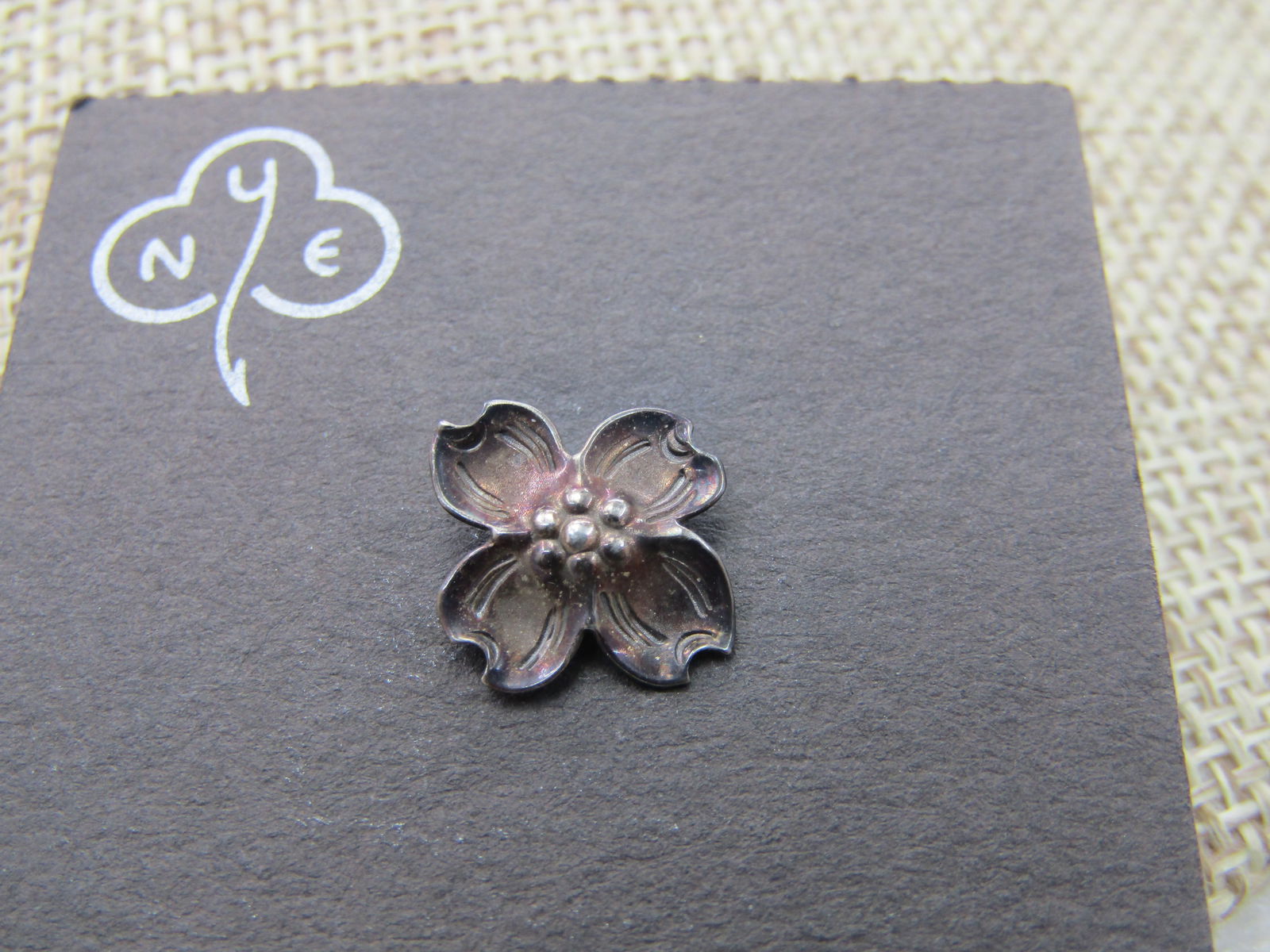 Vintage Sterling Stuart Nye Dogwood Tack Pin - 3