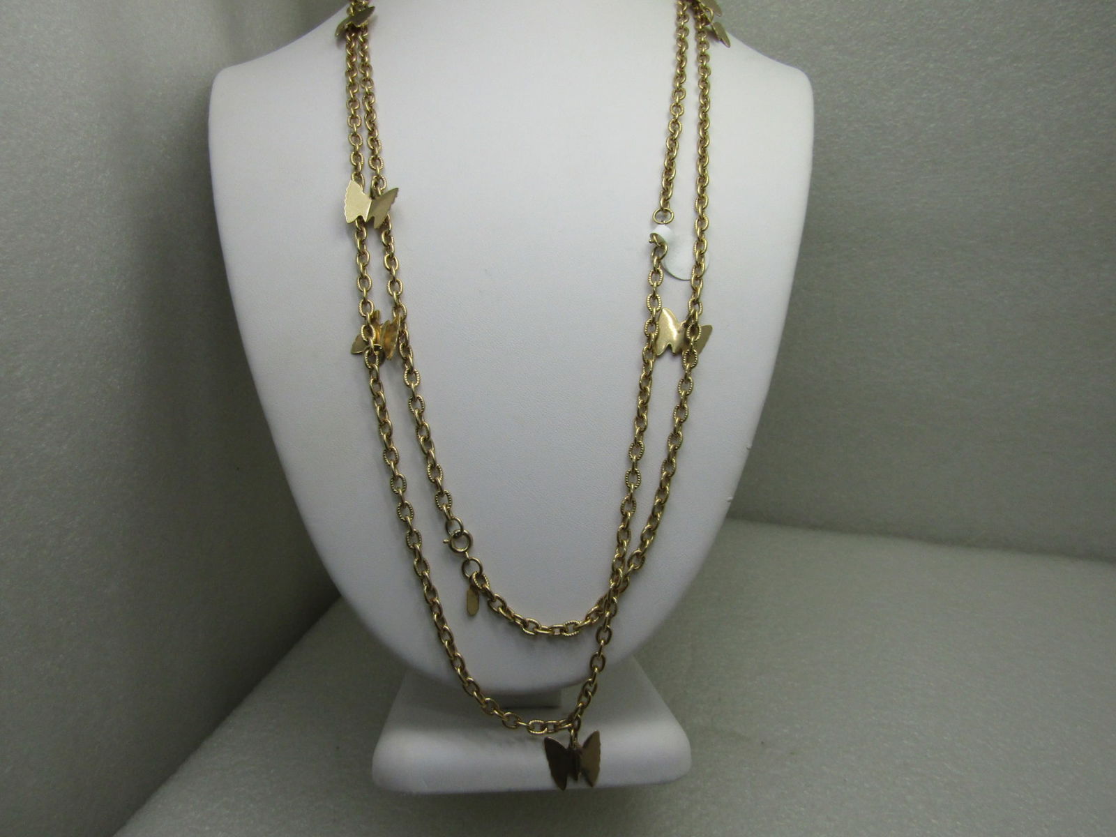 Vintage Sarah Coventry Gold Tone Butterfly Necklace 50" - 3