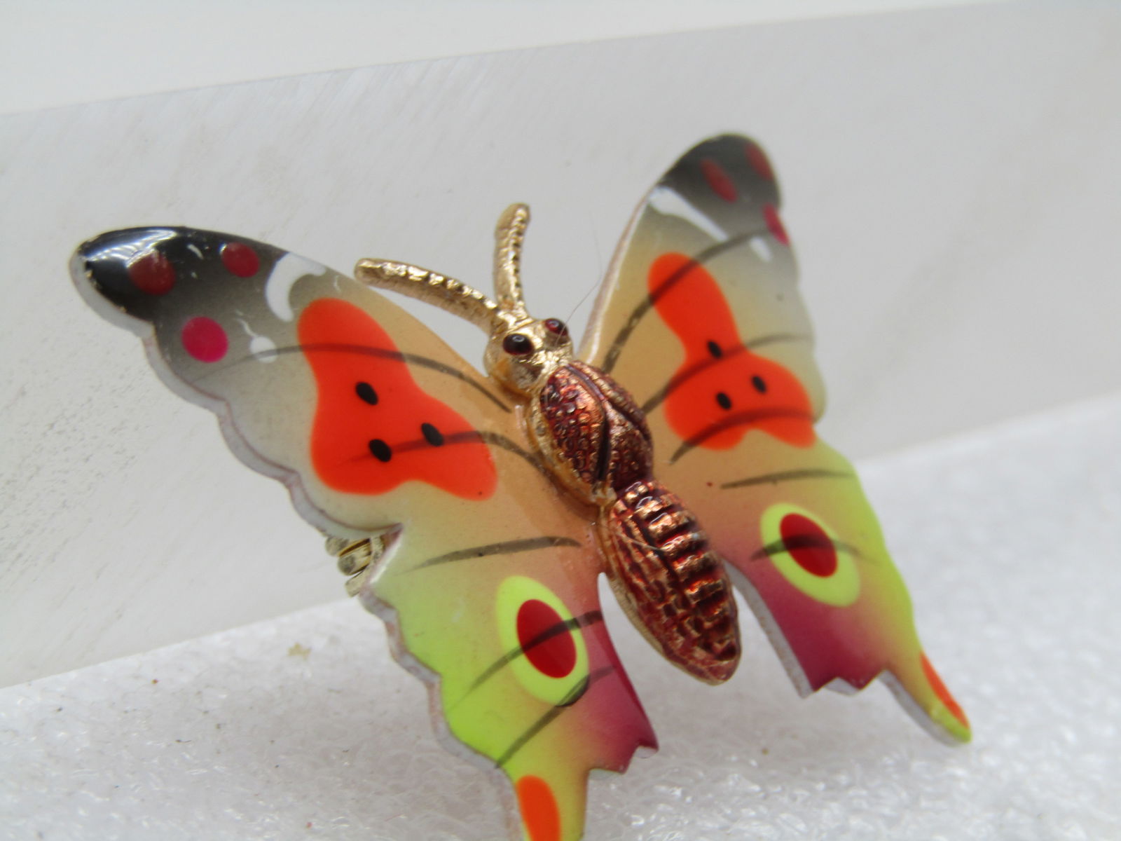 Vintage Enameled Butterfly Brooch, Korea, 1960's - 2