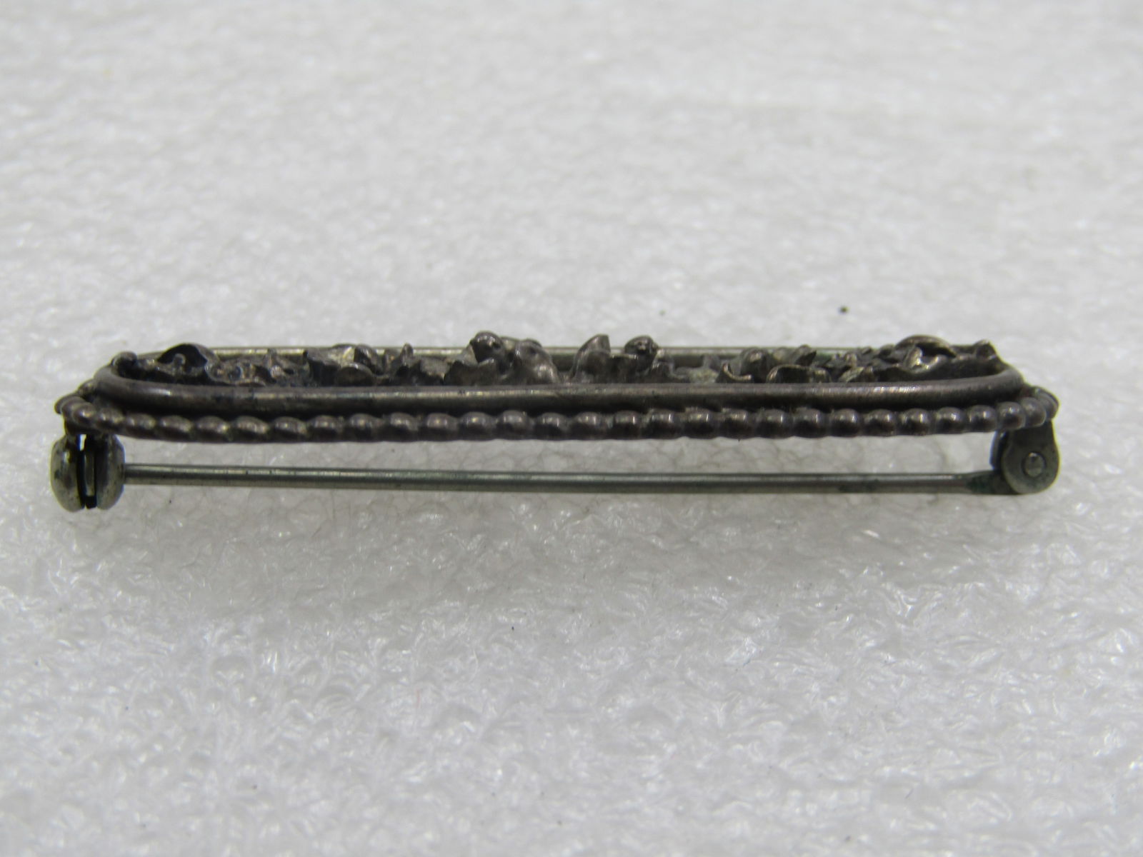 Vintage Beau Sterling Floral Bar Brooch, 2", 1940's - 5