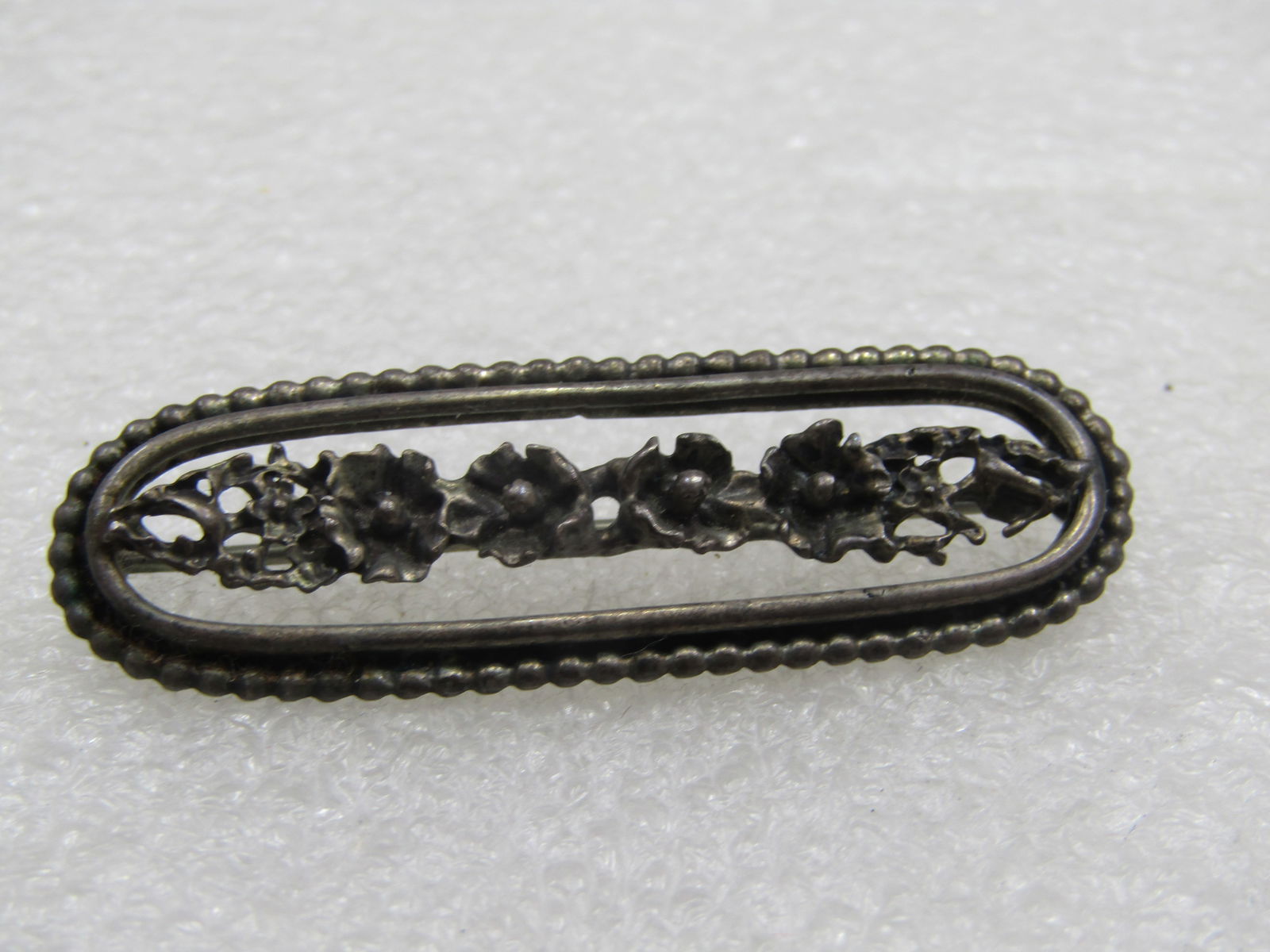 Vintage Beau Sterling Floral Bar Brooch, 2", 1940's - 6