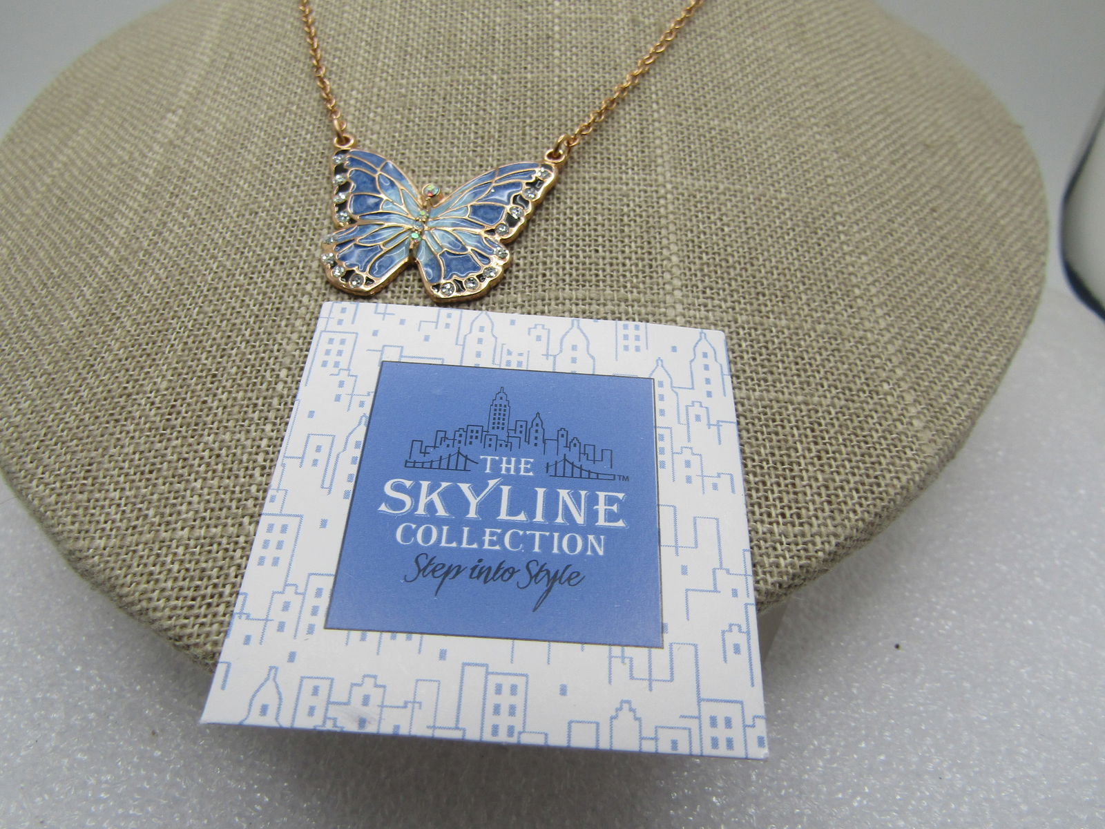 Vintage Enameled Butterfly Necklace & Earrings Set, 20", In Box - 7