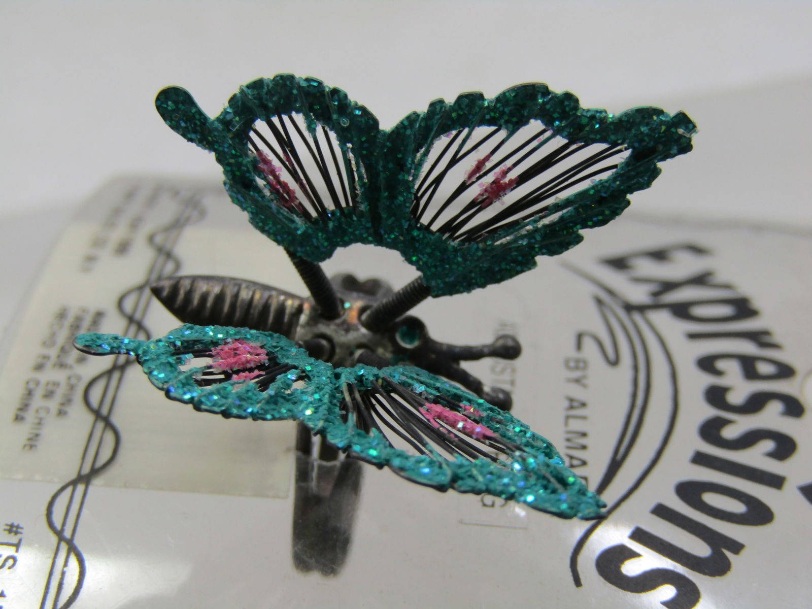 Vintage Gitter Butterfly Ring, Adjustable, Vintage New Stock - 3