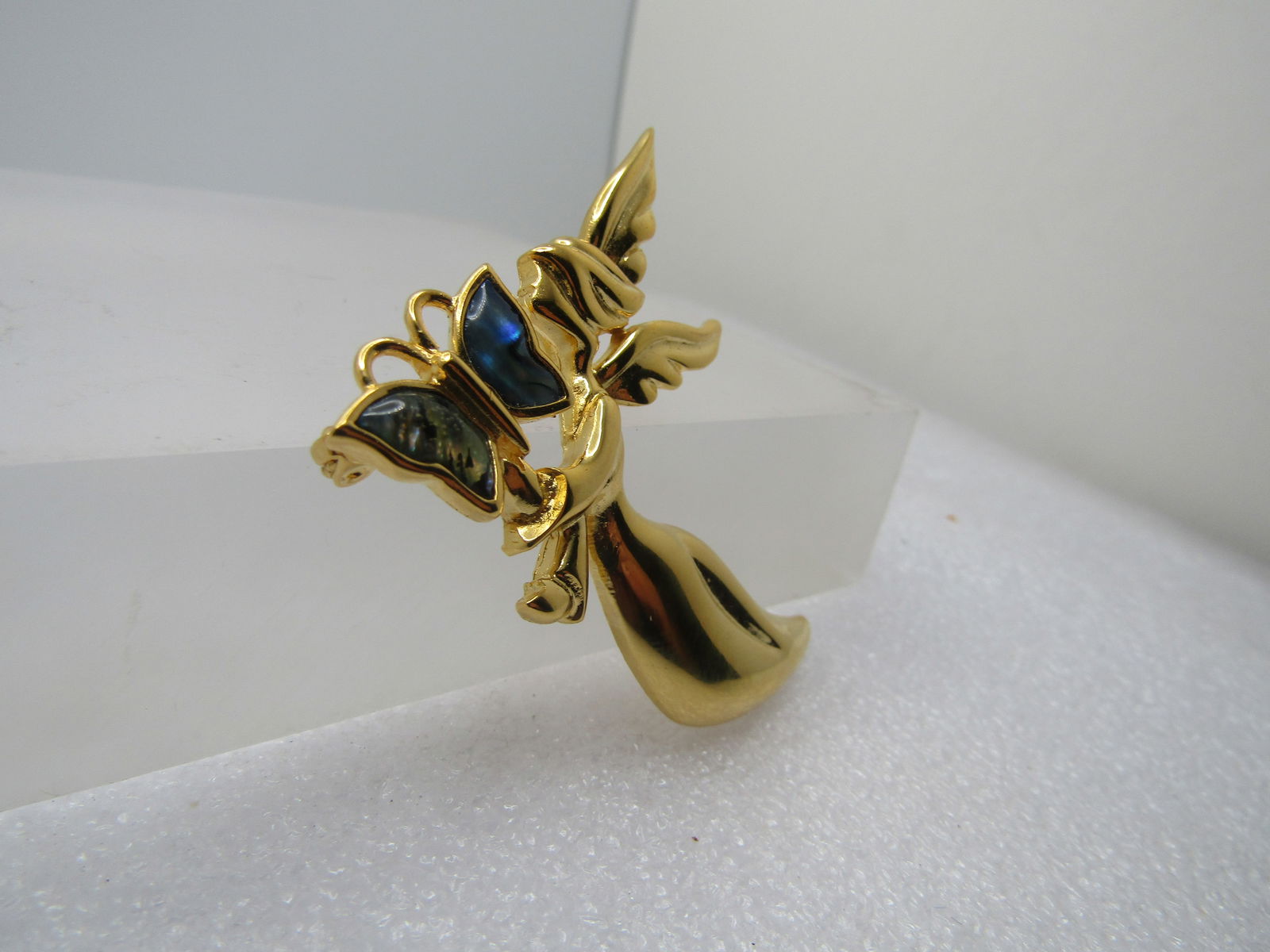 Vintage Angel & Abalone Butterflry Brooch, Signed Camco 1980's-1990's - 3