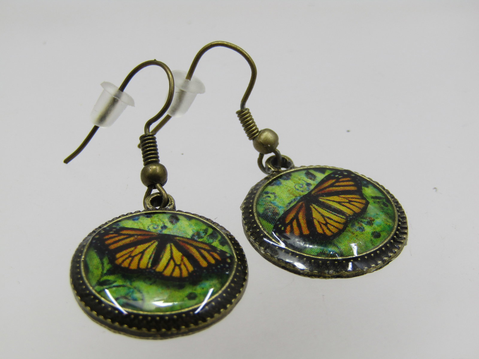 Vintage Monarch Butterfly Drop Pierced Earrings, 1980's-1990's - 2