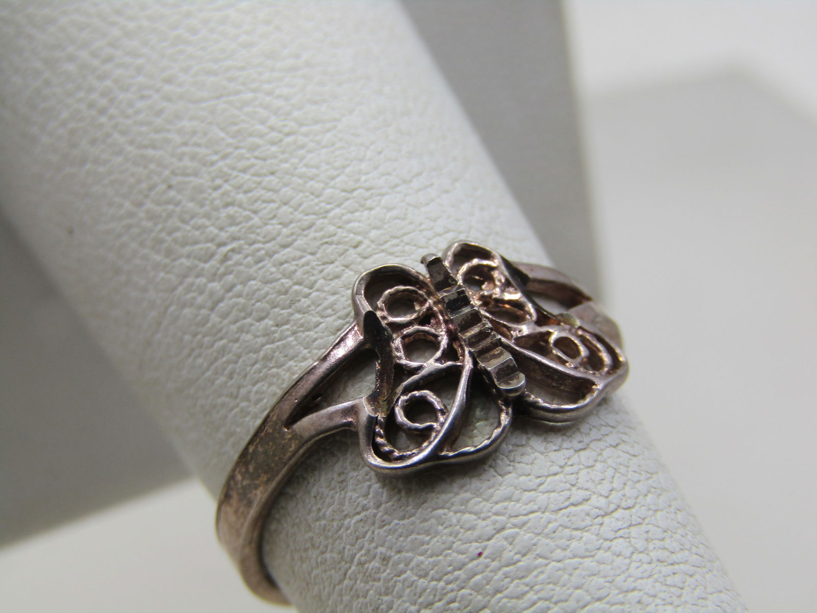 Vintage Sterling Silver Butterfly Ring, Sz. 7. Filigree, 1960's-1970's - 4