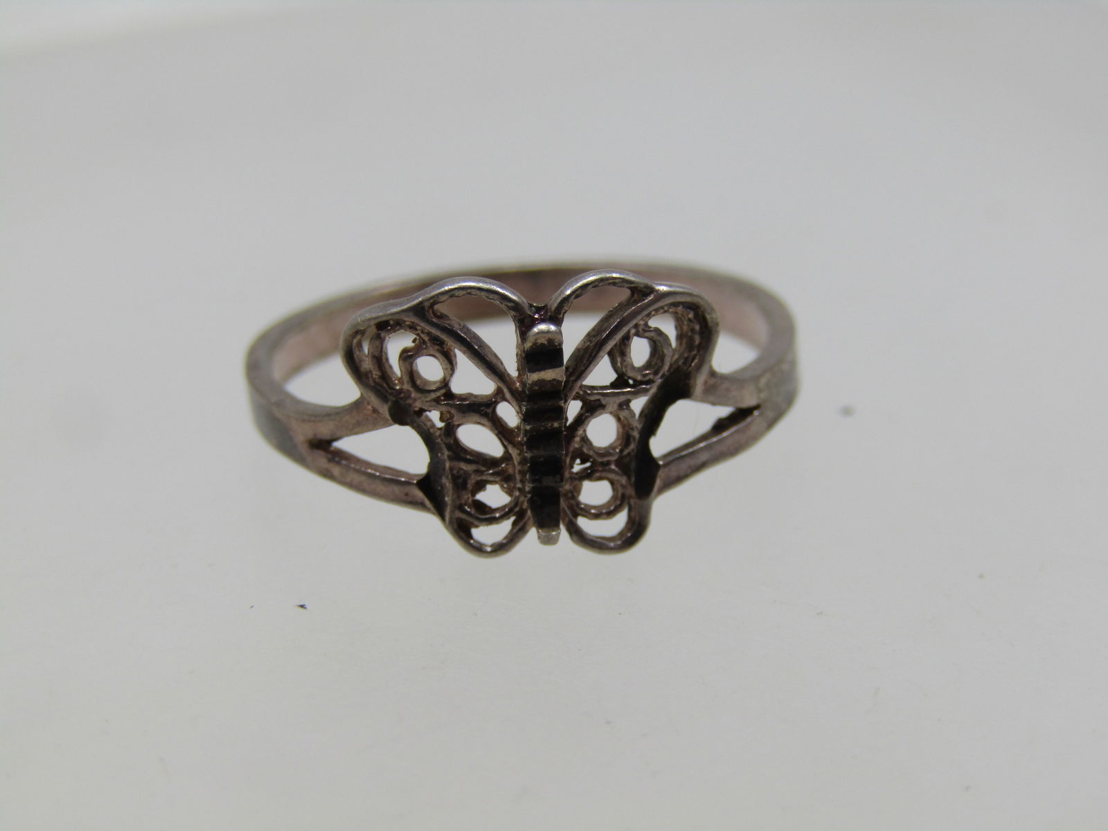 Vintage Sterling Silver Butterfly Ring, Sz. 7. Filigree, 1960's-1970's - 5