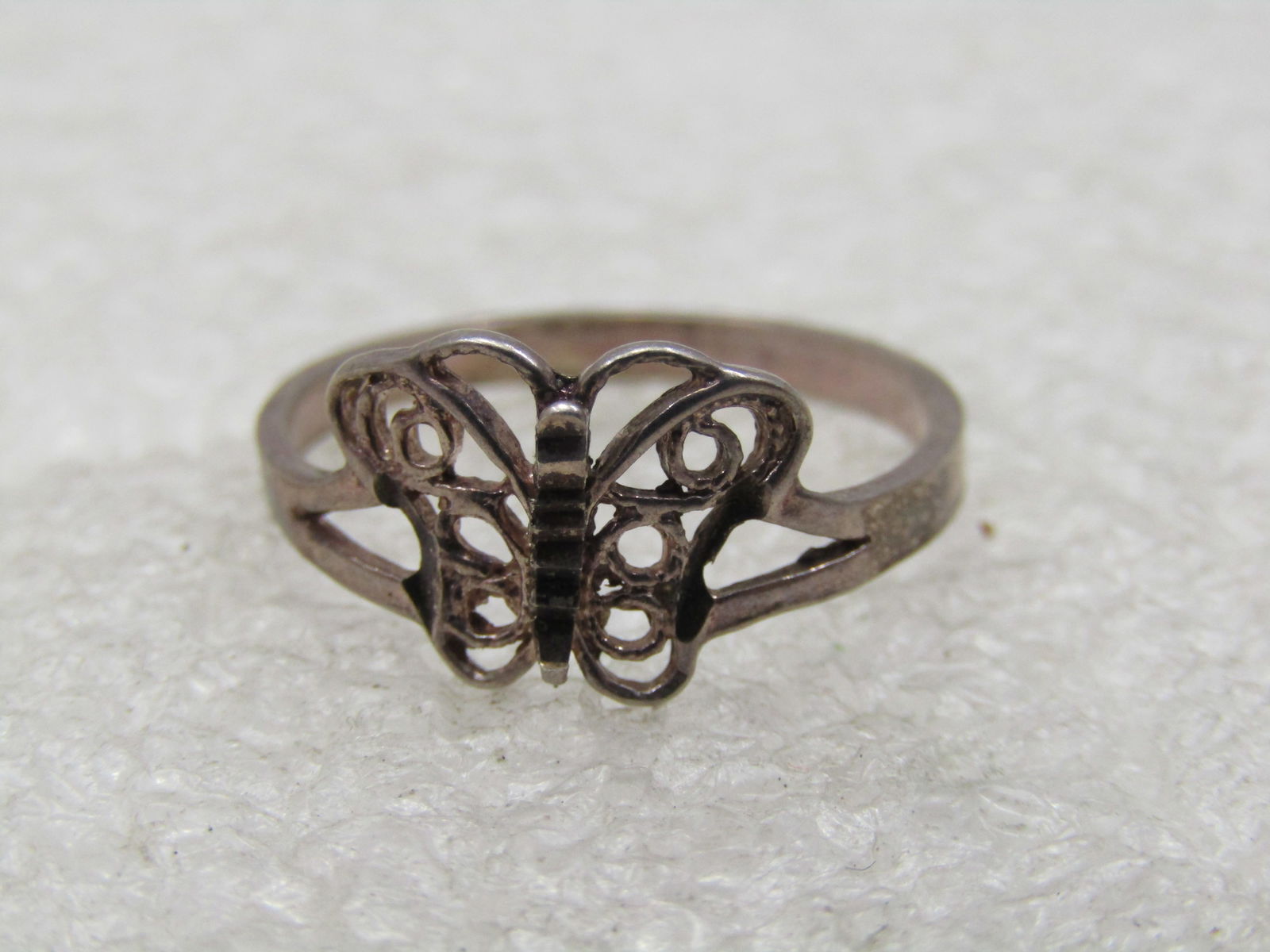 Vintage Sterling Silver Butterfly Ring, Sz. 7. Filigree, 1960's-1970's - 7