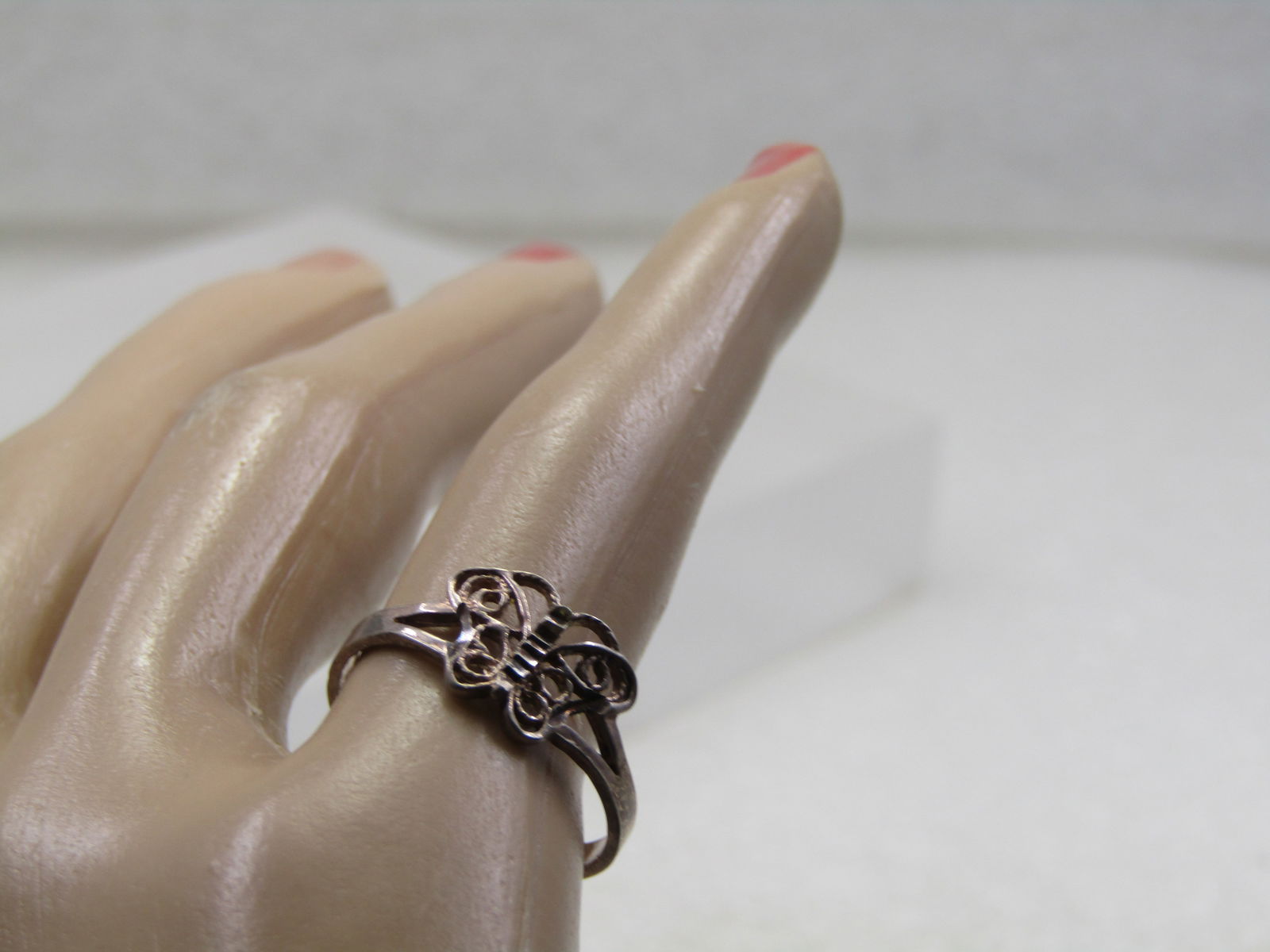Vintage Sterling Silver Butterfly Ring, Sz. 7. Filigree, 1960's-1970's - 8