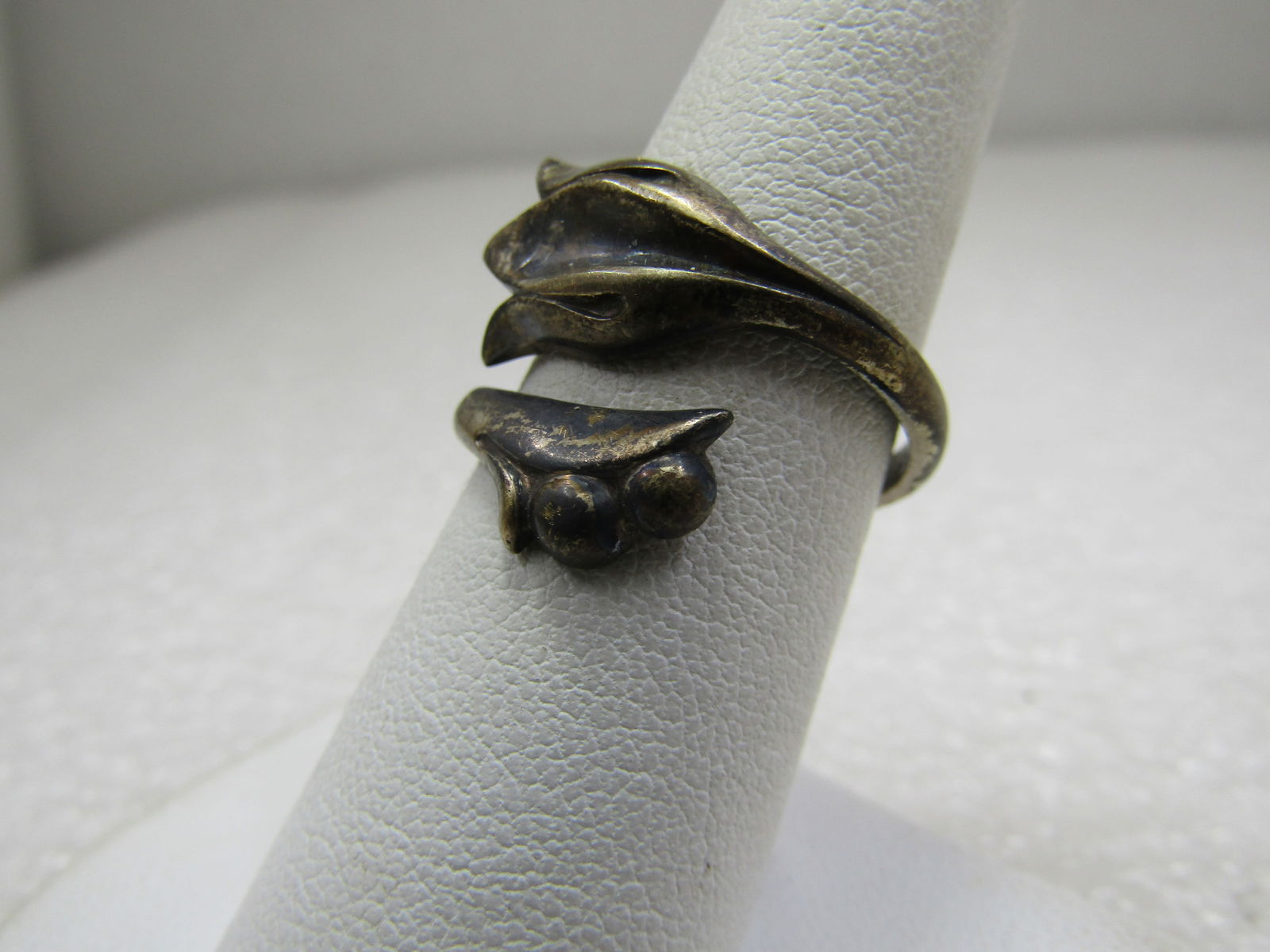 Vintage Sterling Tulip Wrap Bypass Ring, Sz. 8, Signed - 3