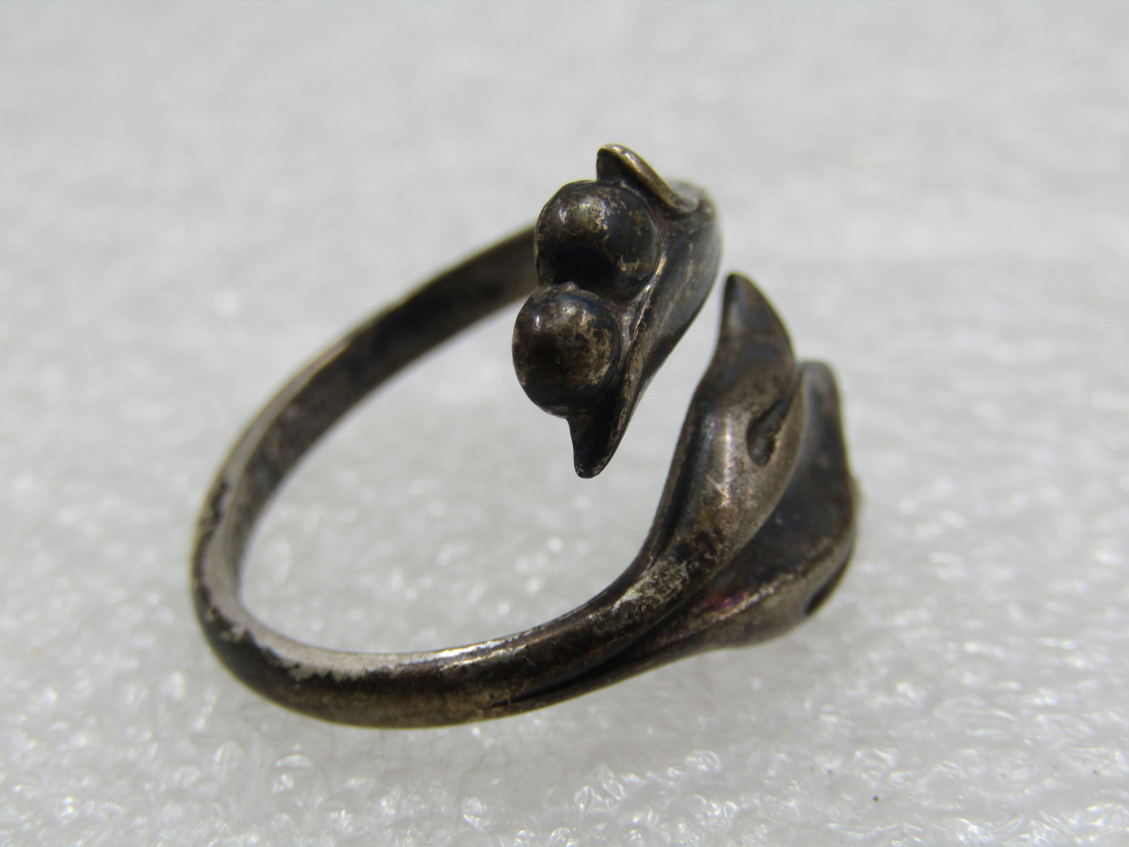 Vintage Sterling Tulip Wrap Bypass Ring, Sz. 8, Signed - 6