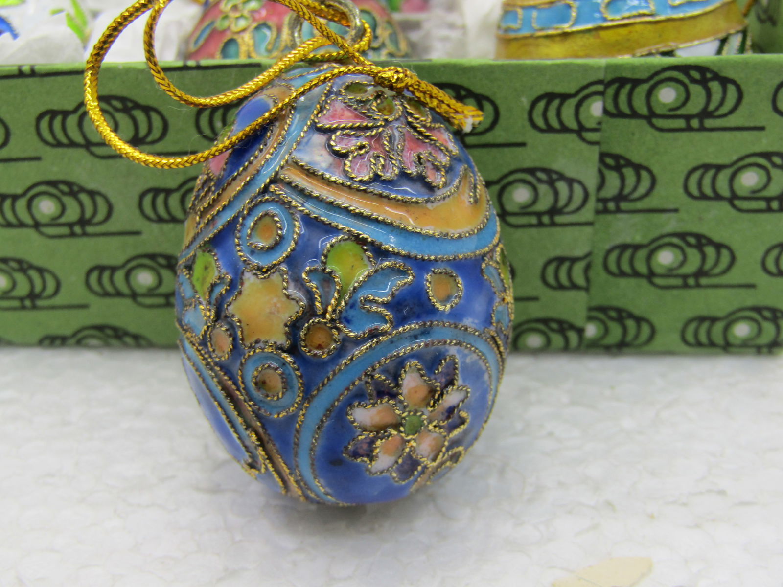 Cloisonne Eggs Set of Six, Boxed, 2", Floral, Alhambra, Cross Designs & More - 7