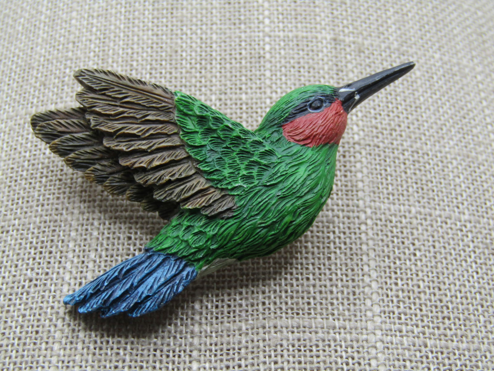 Vintage Painted Hummingbird Brooch, 1980's-1990's, 2.25" - 2