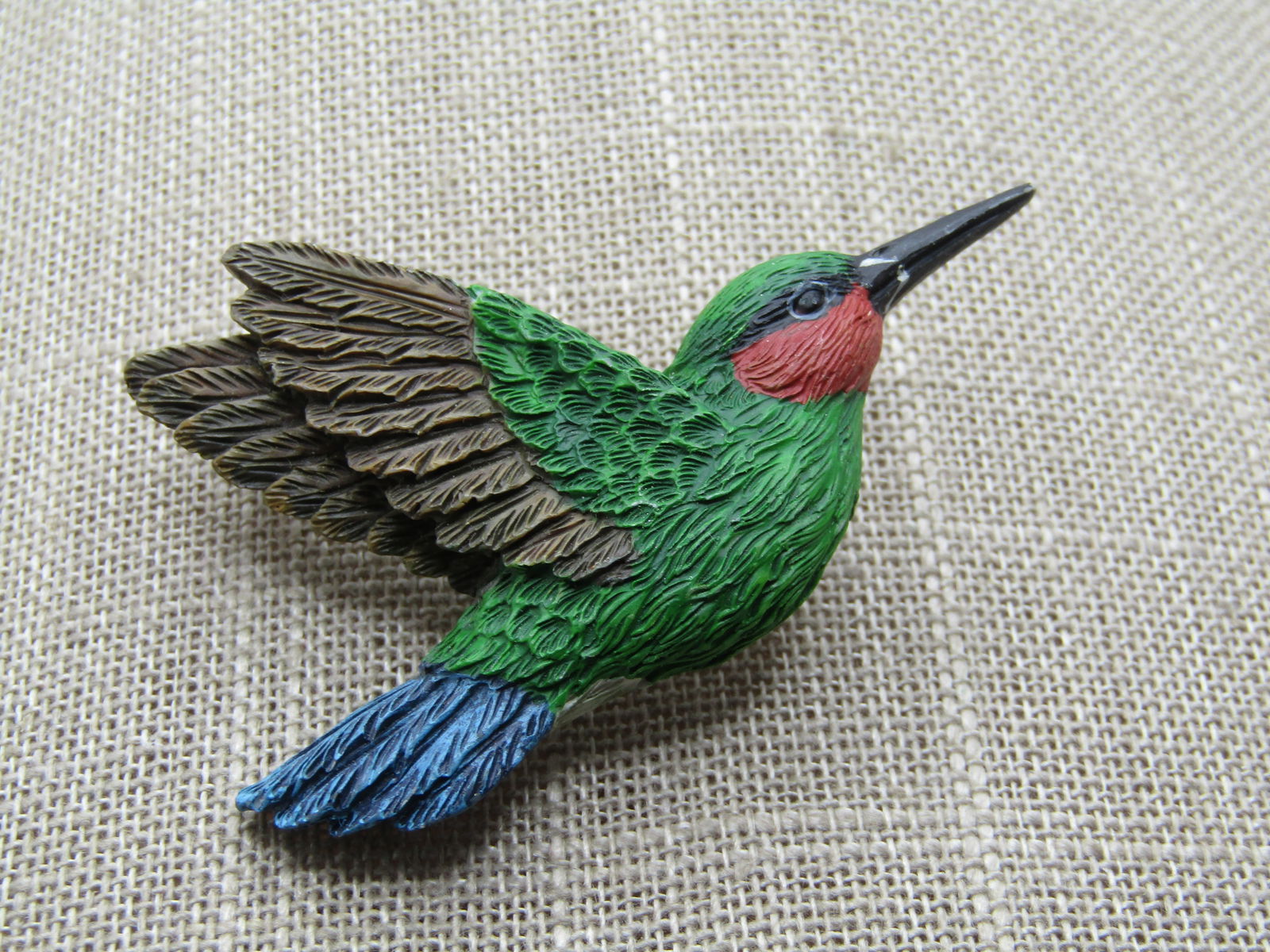 Vintage Painted Hummingbird Brooch, 1980's-1990's, 2.25" - 3