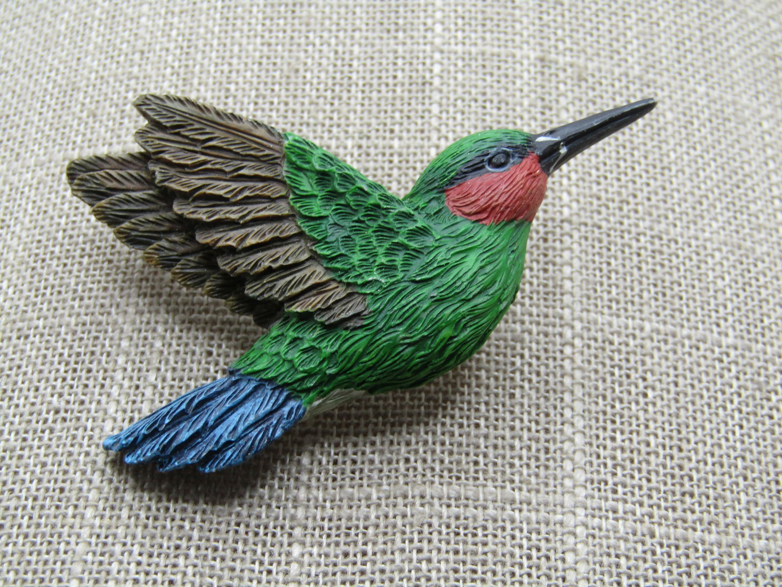 Vintage Painted Hummingbird Brooch, 1980's-1990's, 2.25" - 4