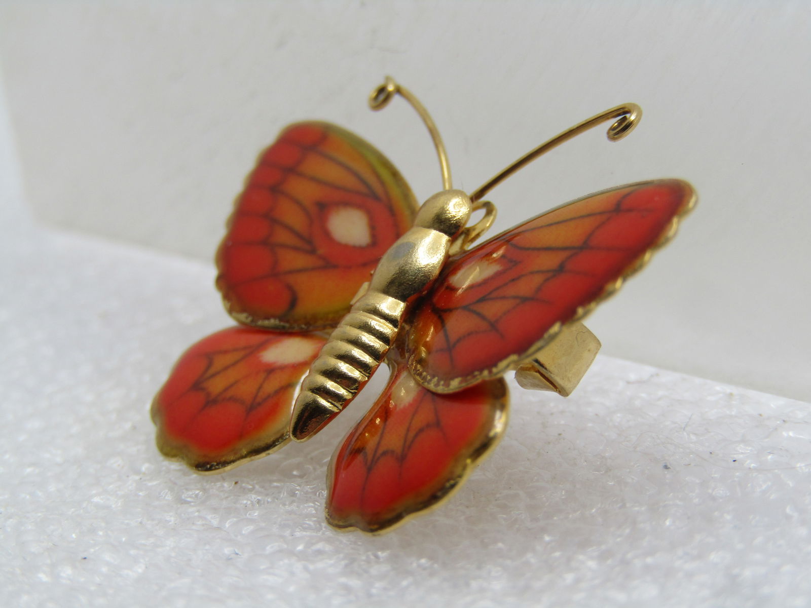 Vintage Orange Enameled Butterfly Brooch, 1960's-1980's - 2