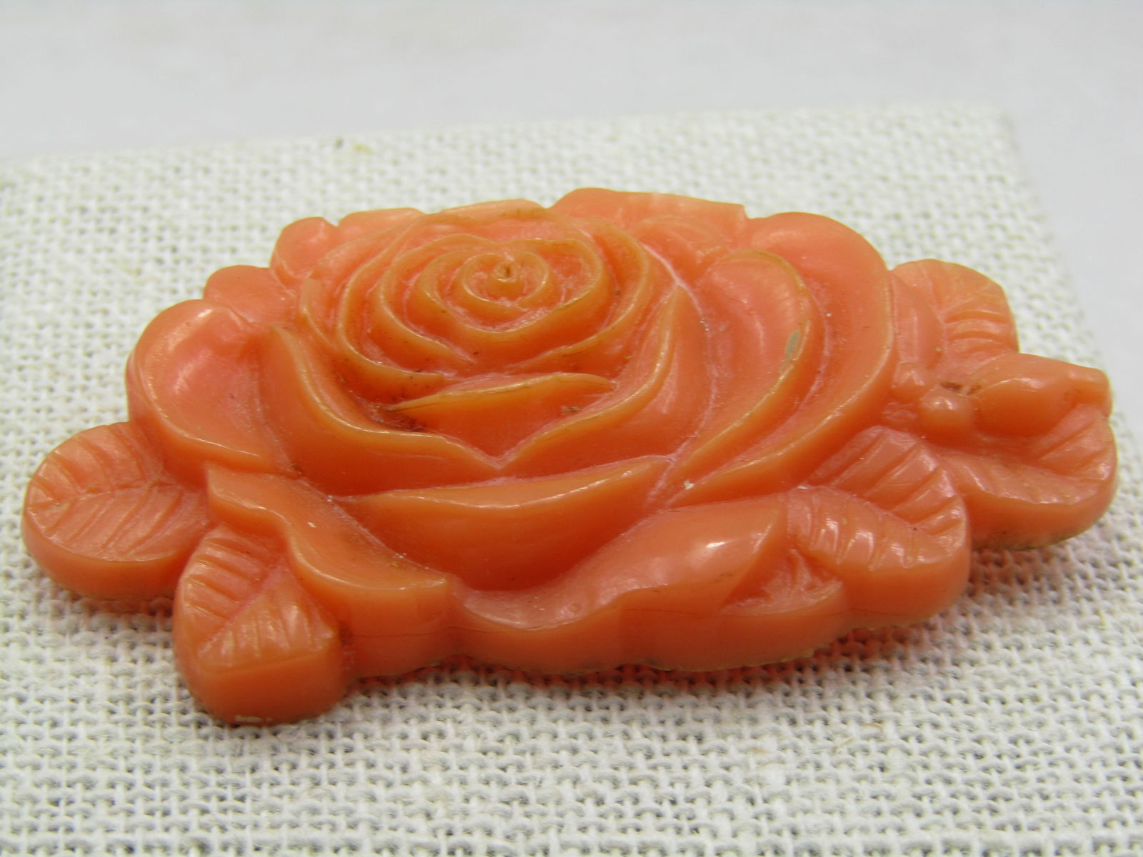 Vintage Celluloid Rose Brooch, Salmon Colored, C-Clasp. 1930's - 2