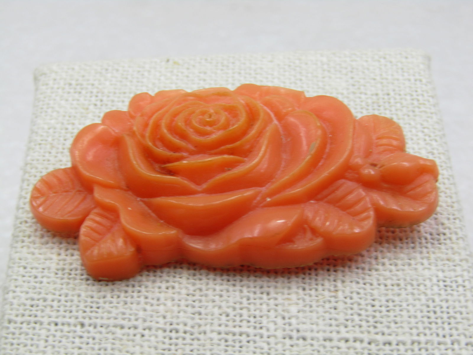 Vintage Celluloid Rose Brooch, Salmon Colored, C-Clasp. 1930's - 3