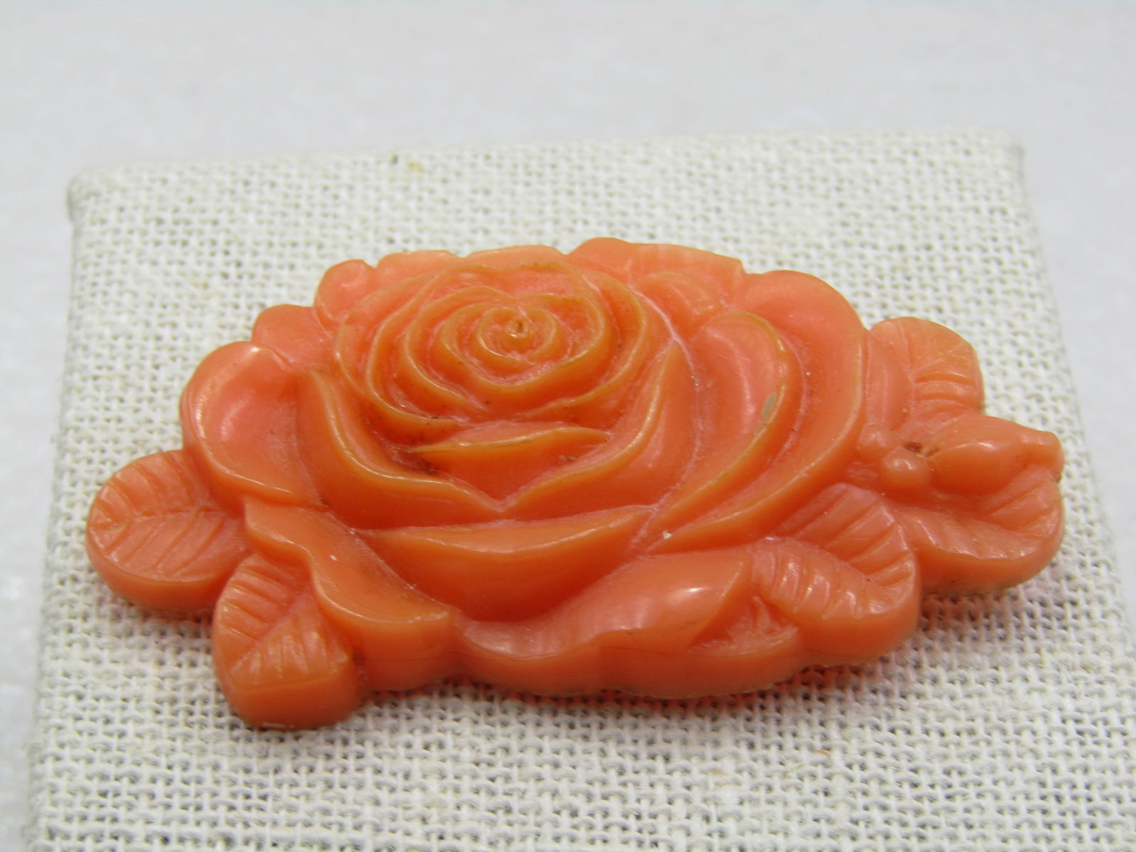 Vintage Celluloid Rose Brooch, Salmon Colored, C-Clasp. 1930's - 4