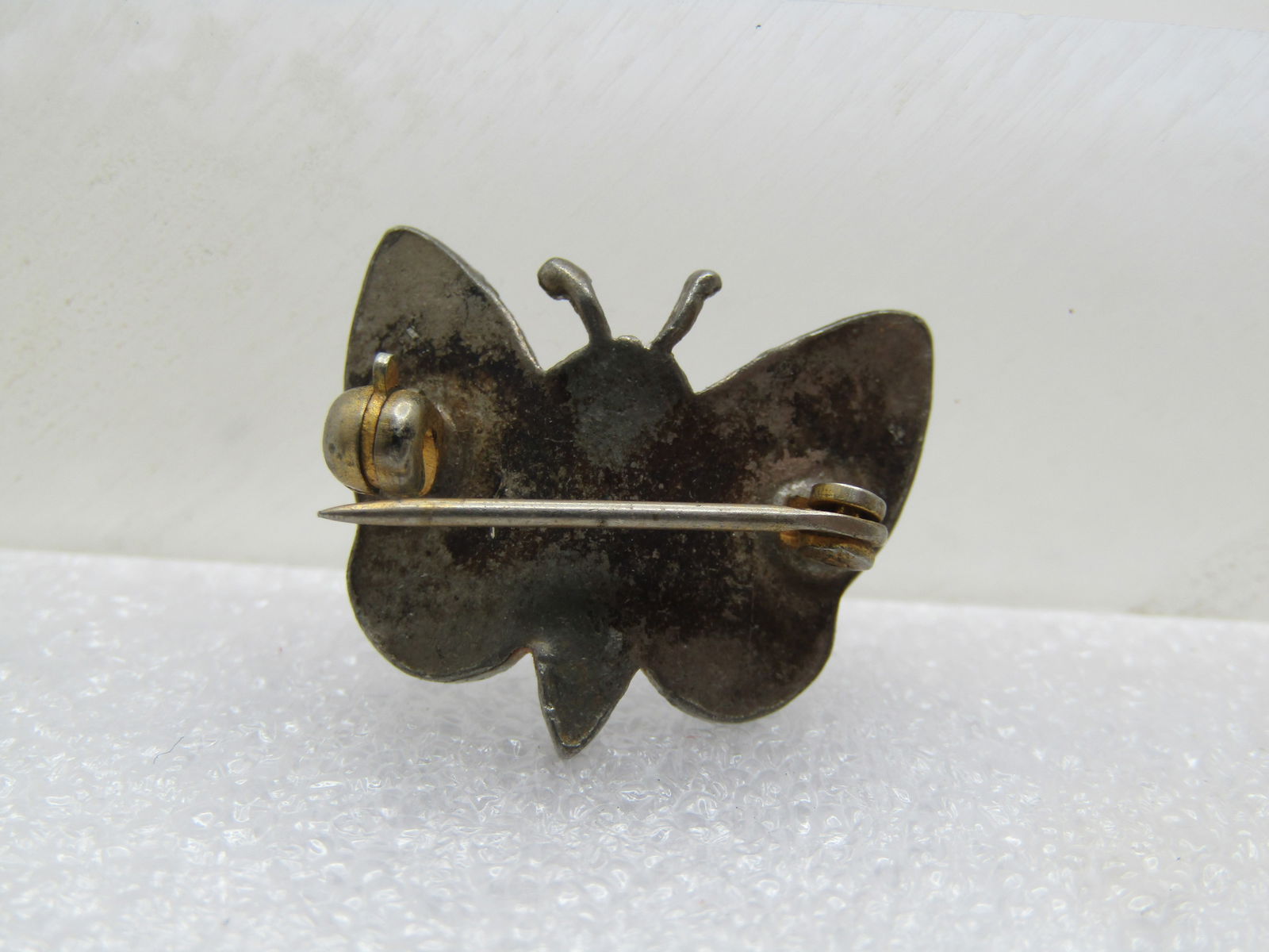 Vintage Rhinestone Butterfly Brooch, Blue/Clear/Red 1940's - 4