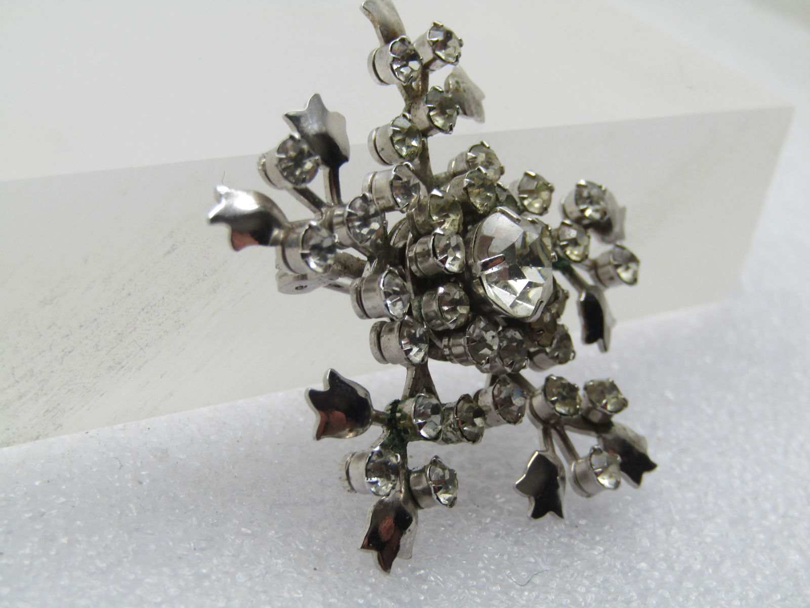 Vintage Clear Rhinestone Blossom Brooch, 1950's-1960's - 2