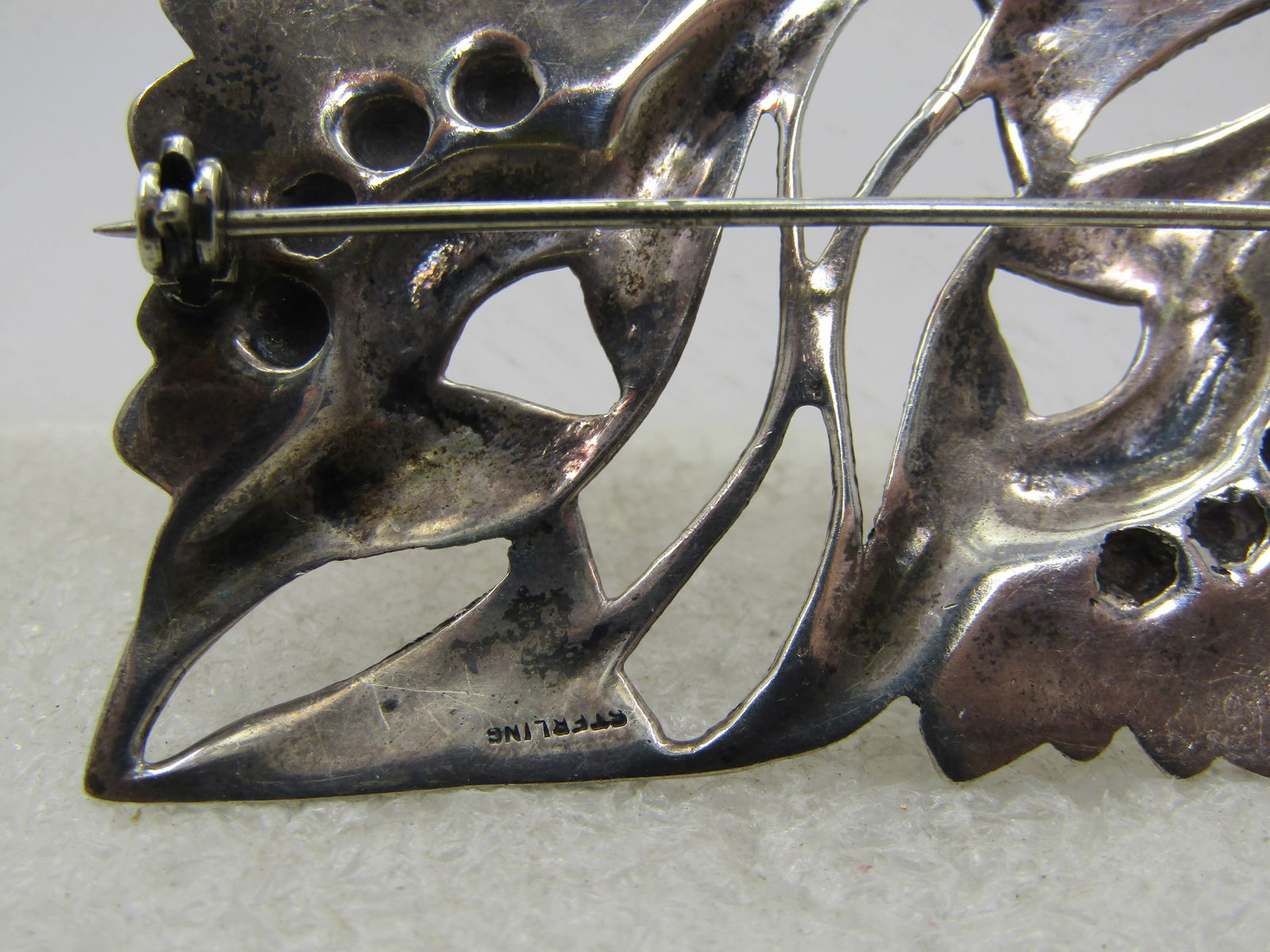 Vintage Sterling Floral Brooch, 1940's-1950's, Rectangular - 5