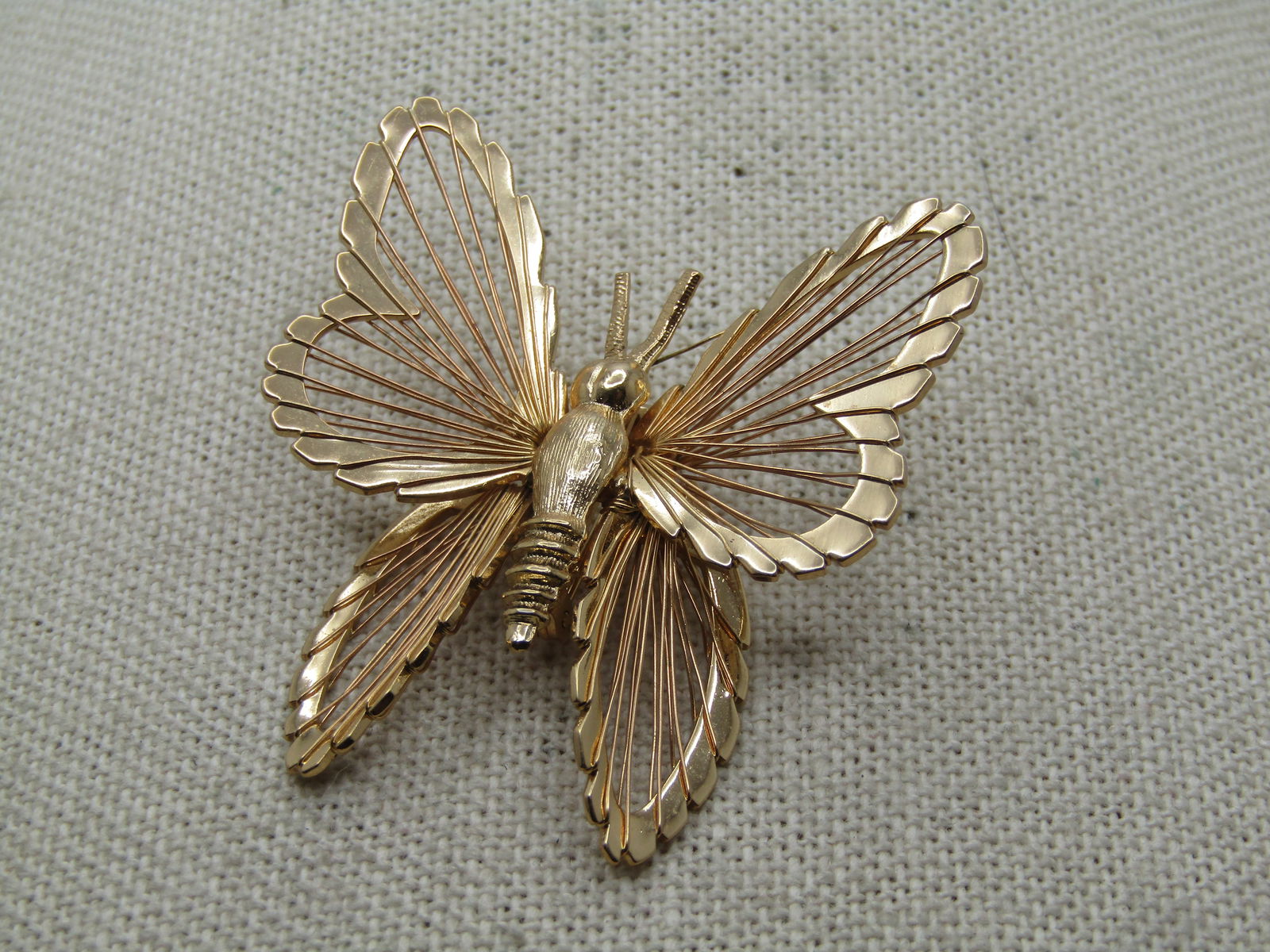 Vintage Wired Wing Butterfly Brooch, Monet, 1960's-1970's - 2