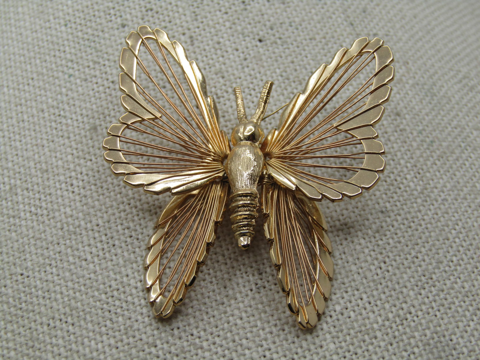 Vintage Wired Wing Butterfly Brooch, Monet, 1960's-1970's - 3