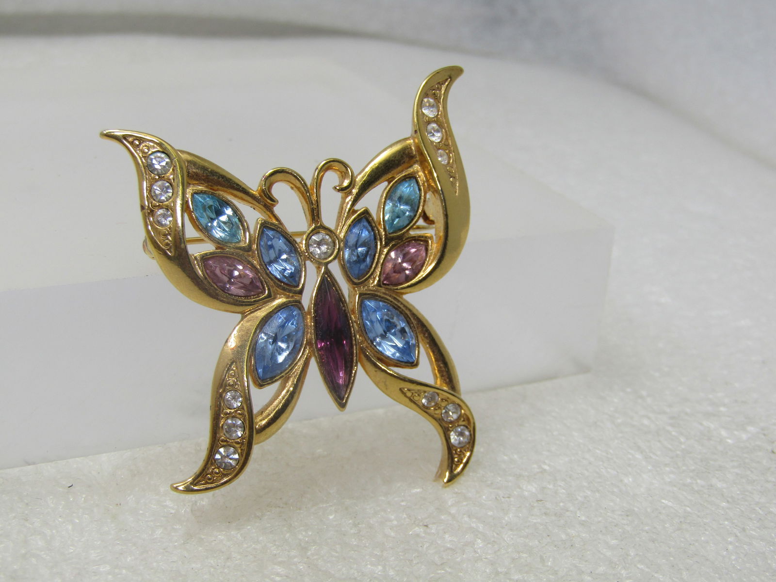 Vintage Rhinestone Butterfly Brooch , 1970's-1980's - 2