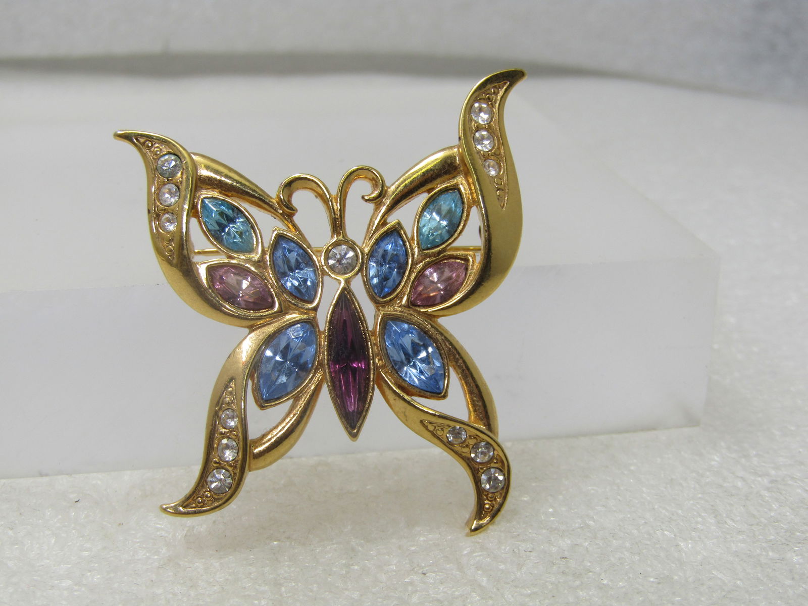 Vintage Rhinestone Butterfly Brooch , 1970's-1980's - 3
