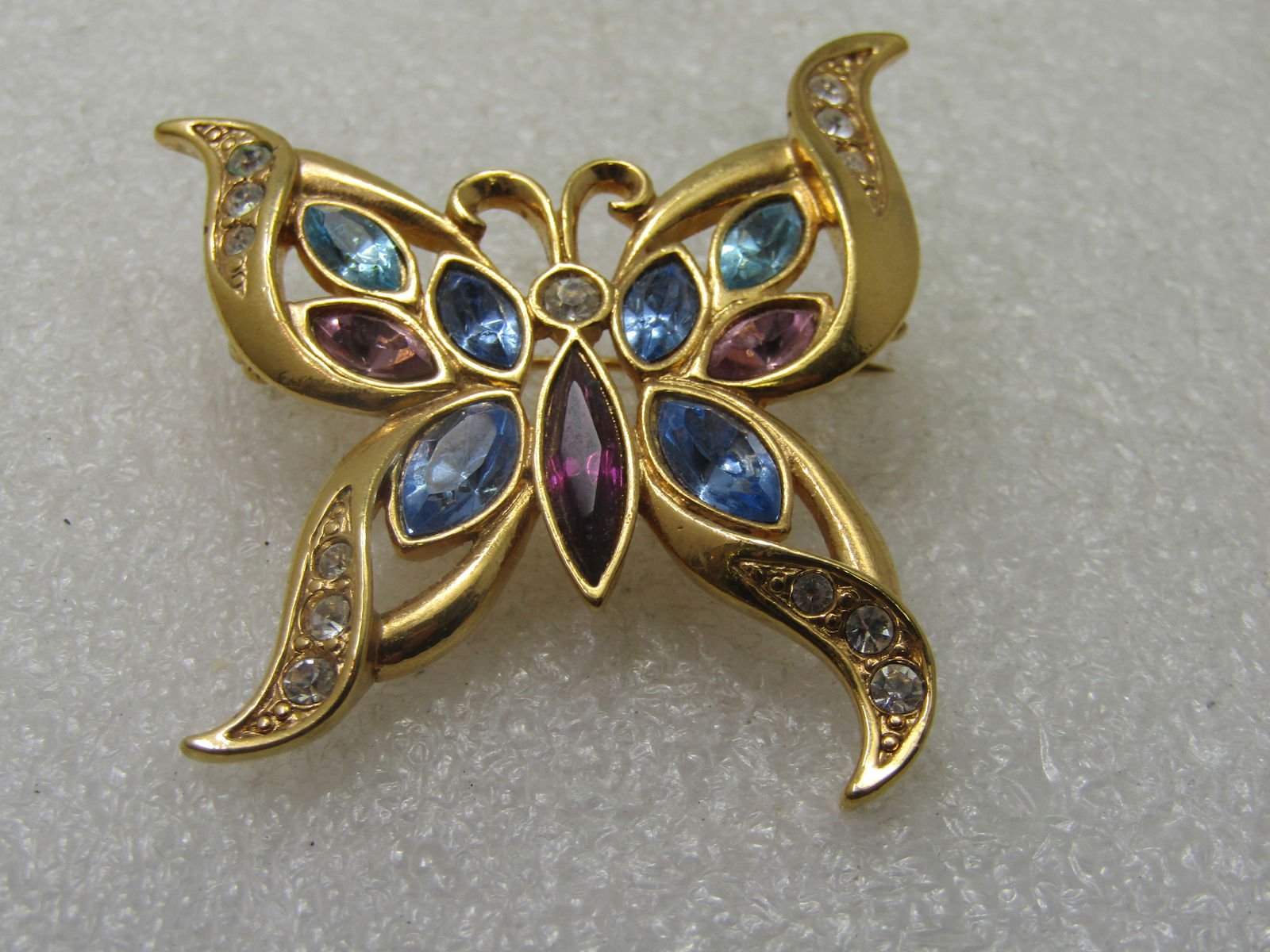 Vintage Rhinestone Butterfly Brooch , 1970's-1980's - 4