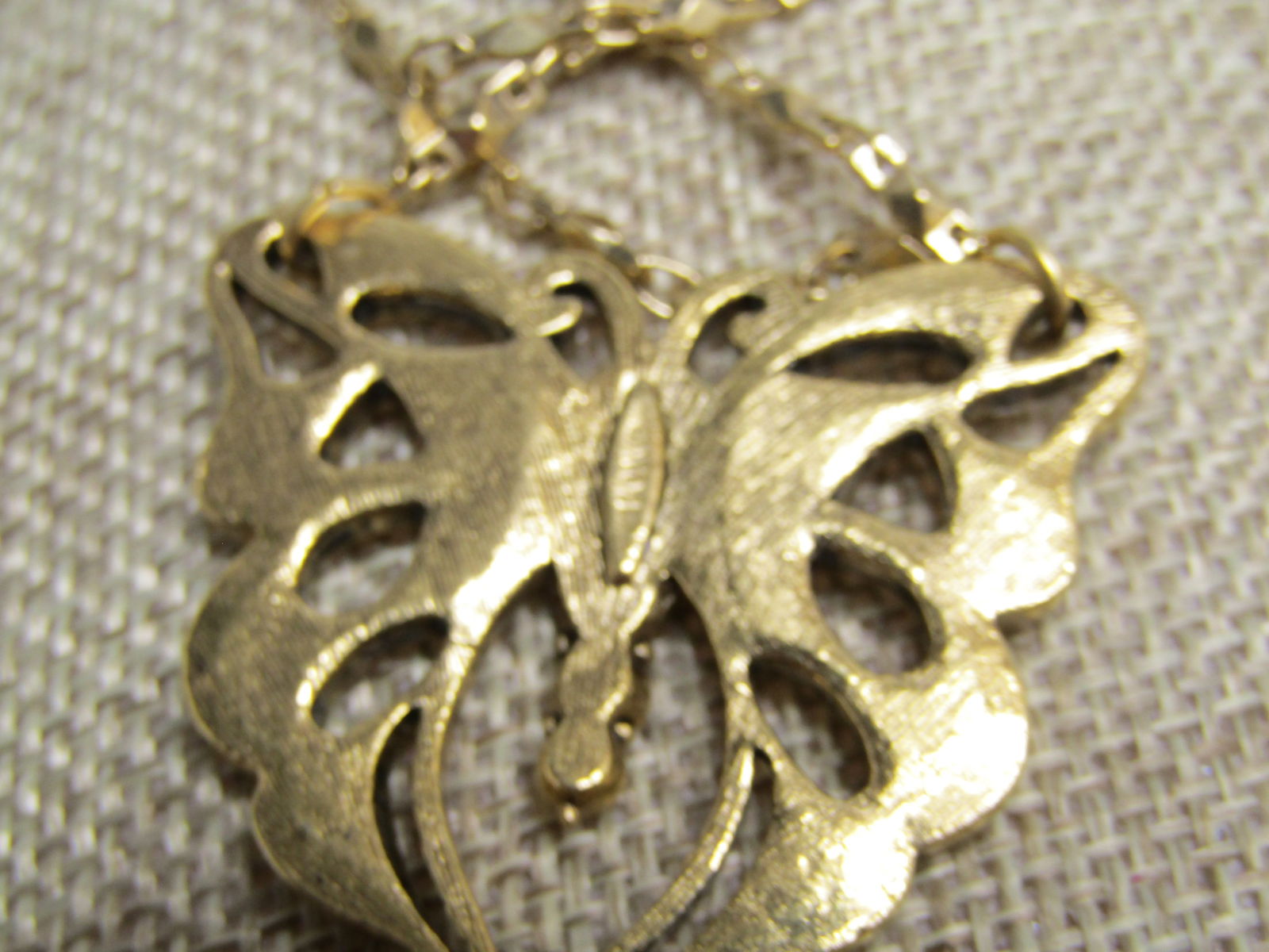 Vintage Aurora Borealis Butterfly Necklace, Lavaliet, 18", 1980's-1990's, Avon - 4