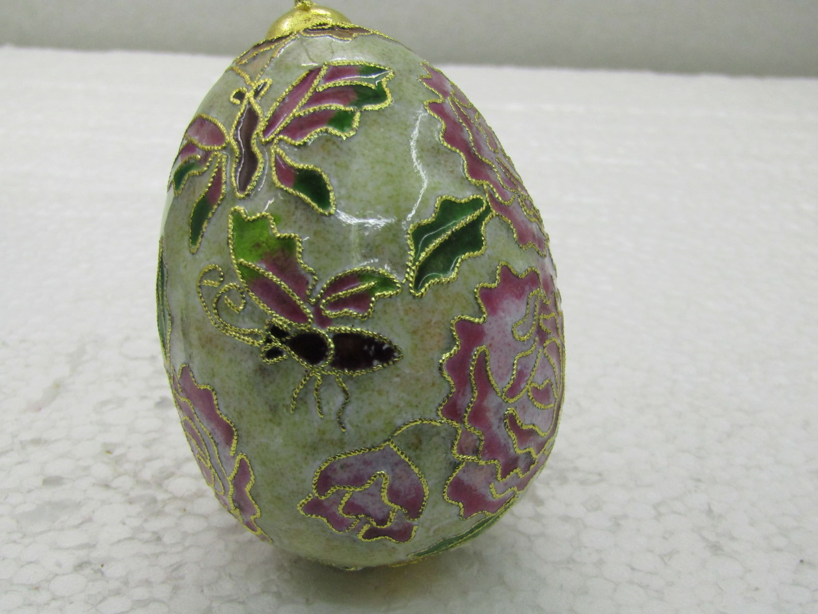 Cloissonne Egg, Butterfly & Rose Design, 2.5" - 2
