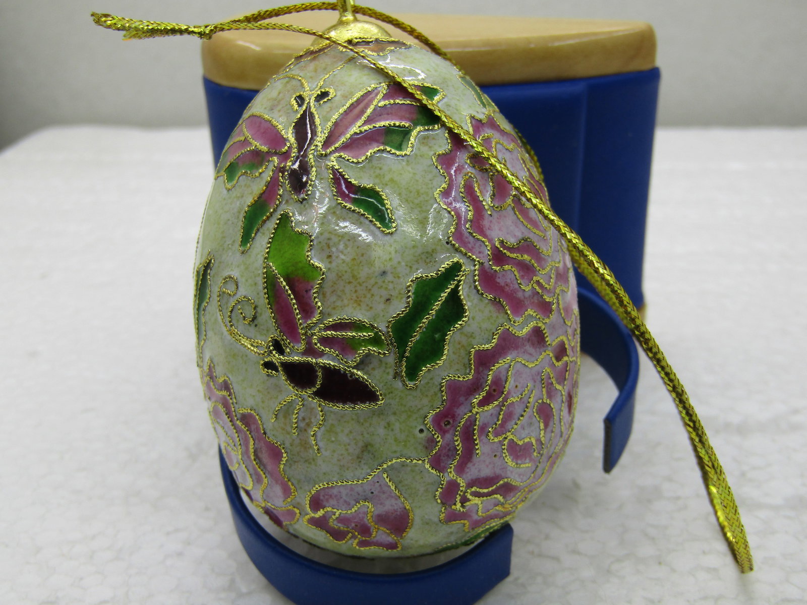 Cloissonne Egg, Butterfly & Rose Design, 2.5" - 6