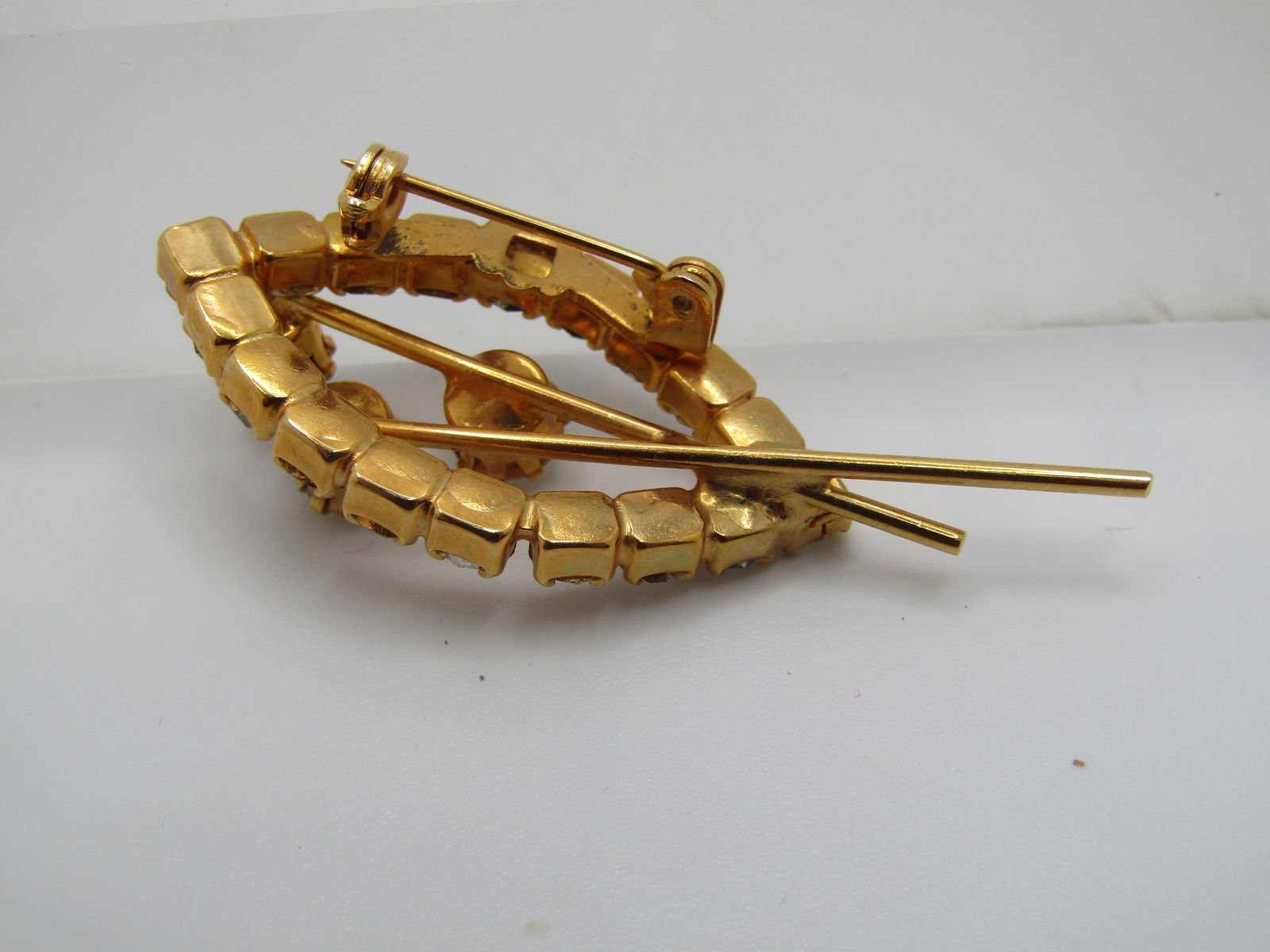 Vintage Rhinestone Brooch, Floral/Leaf Themed, 1960's-1970's - 4