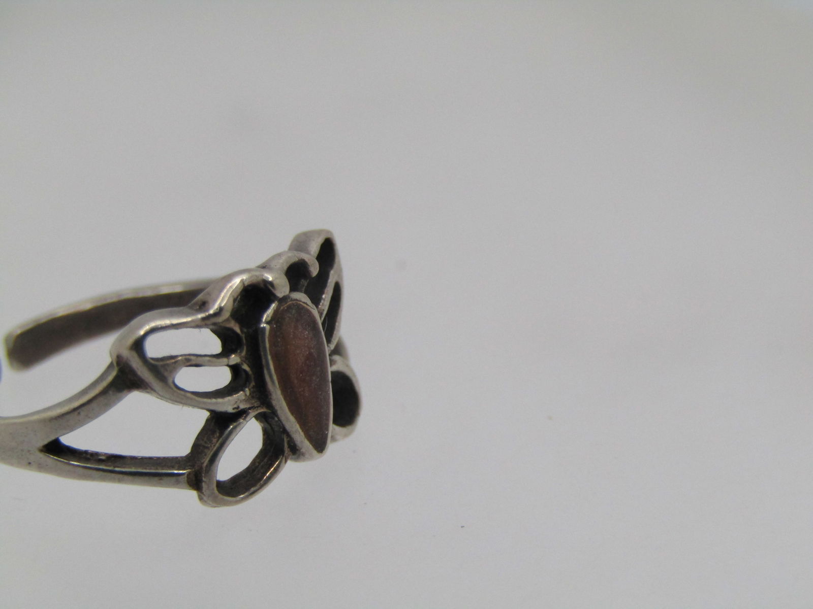 Vintage Sterling Enameled Butterfly Toe Ring, Adj. Sz 2.5 - 6 - 3