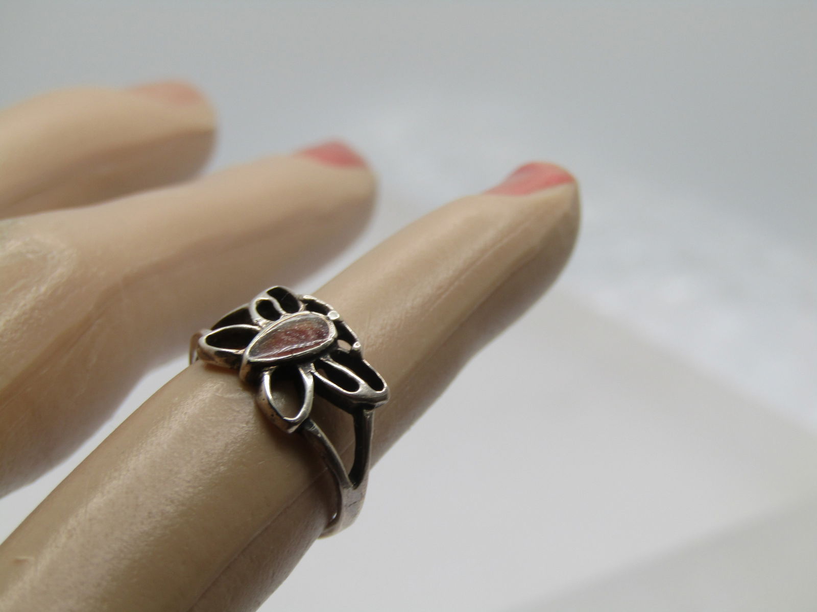 Vintage Sterling Enameled Butterfly Toe Ring, Adj. Sz 2.5 - 6 - 6