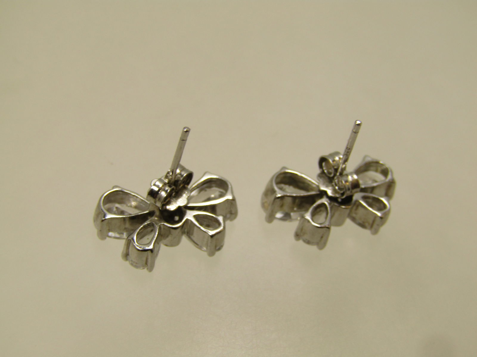 Vintage Sterling Butterfly Earrings, Clear Glass Stones, Pierced, 1980's-1990's - 5